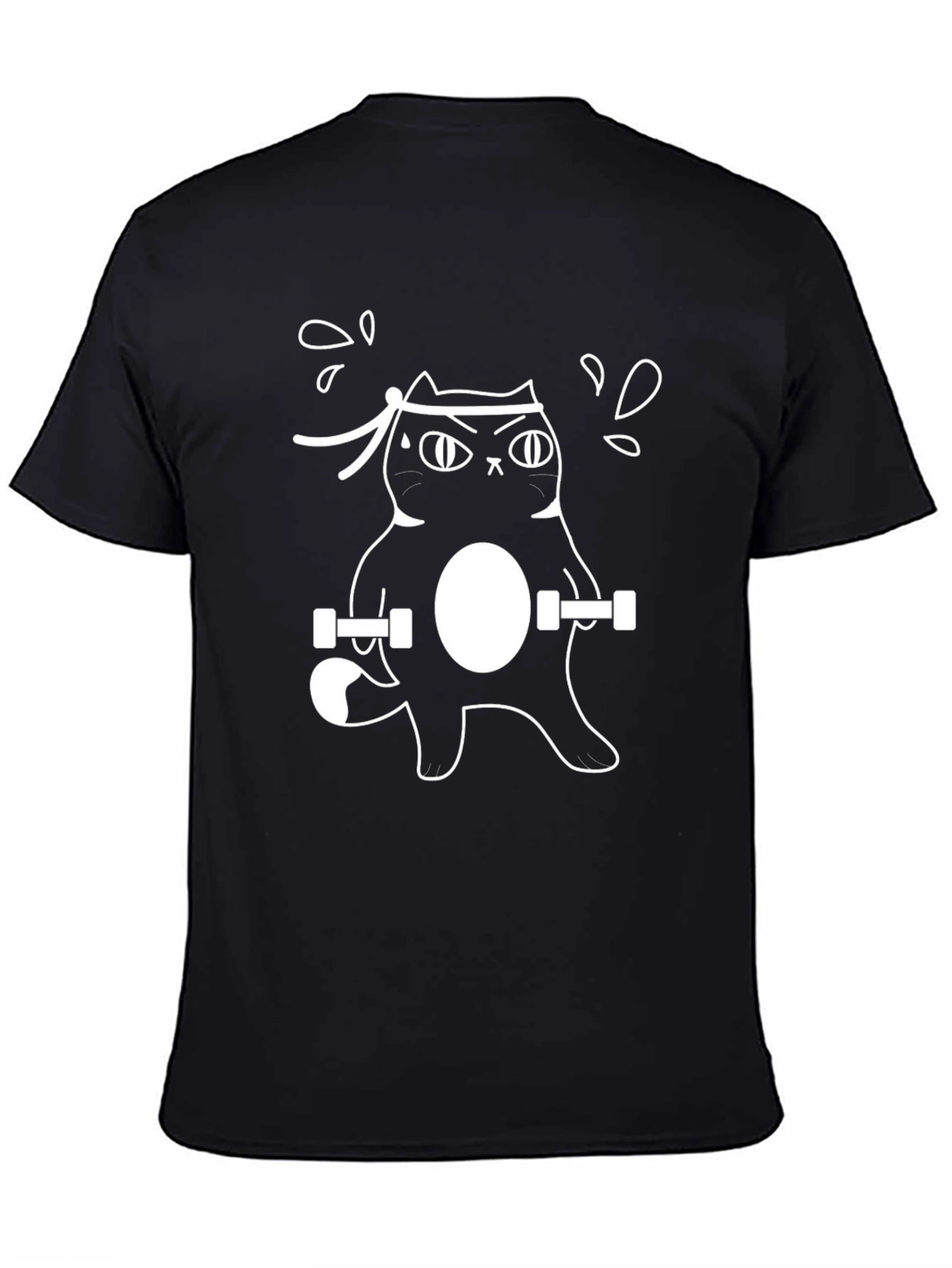 Funny Workout Cat T-Shirt - Black