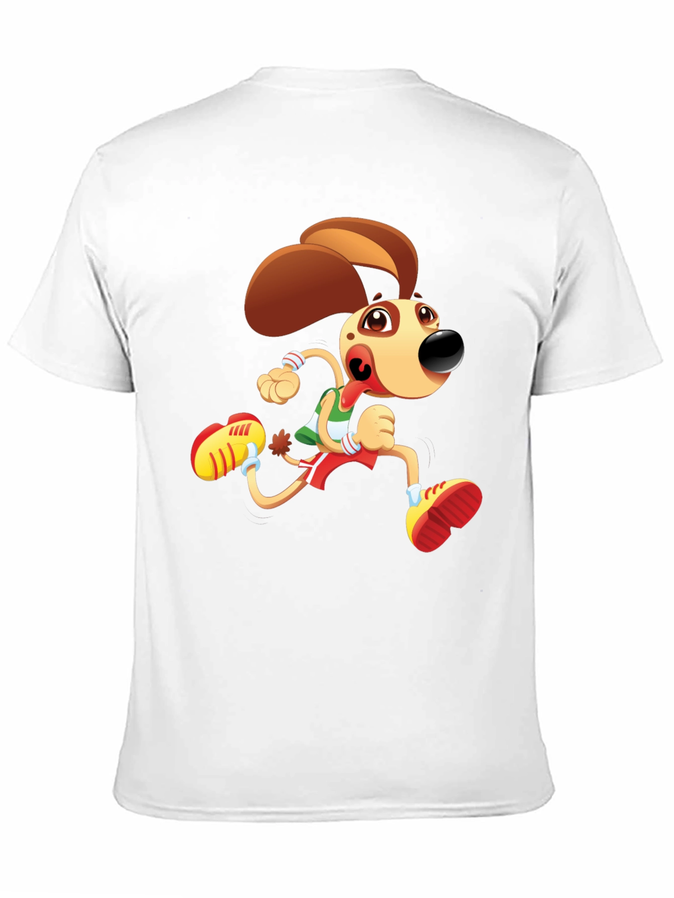 Cartoon Dog Running T-Shirt - Black Fun Design