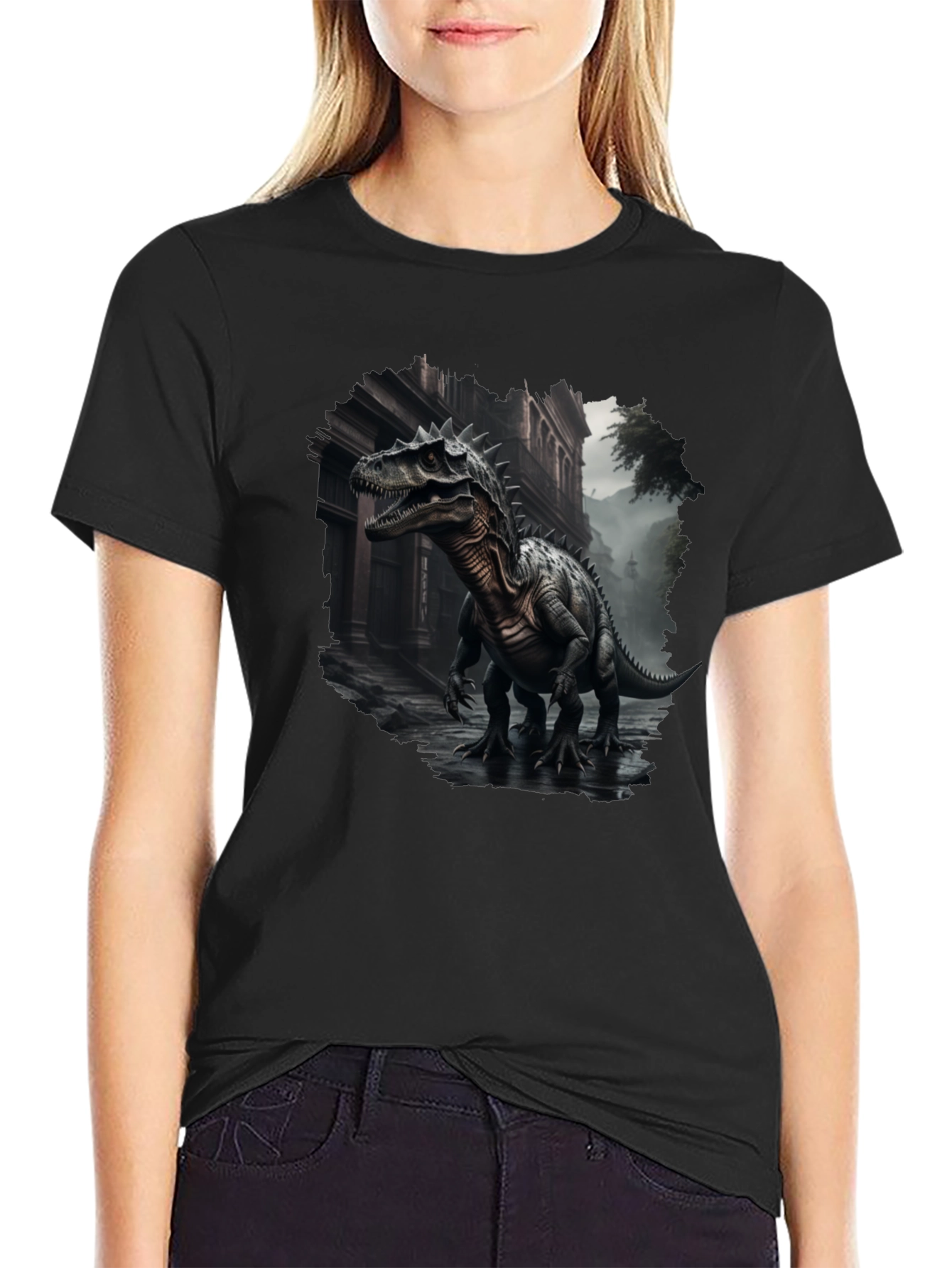 Dinosaur Urban T-Shirt - Black Graphic Tee