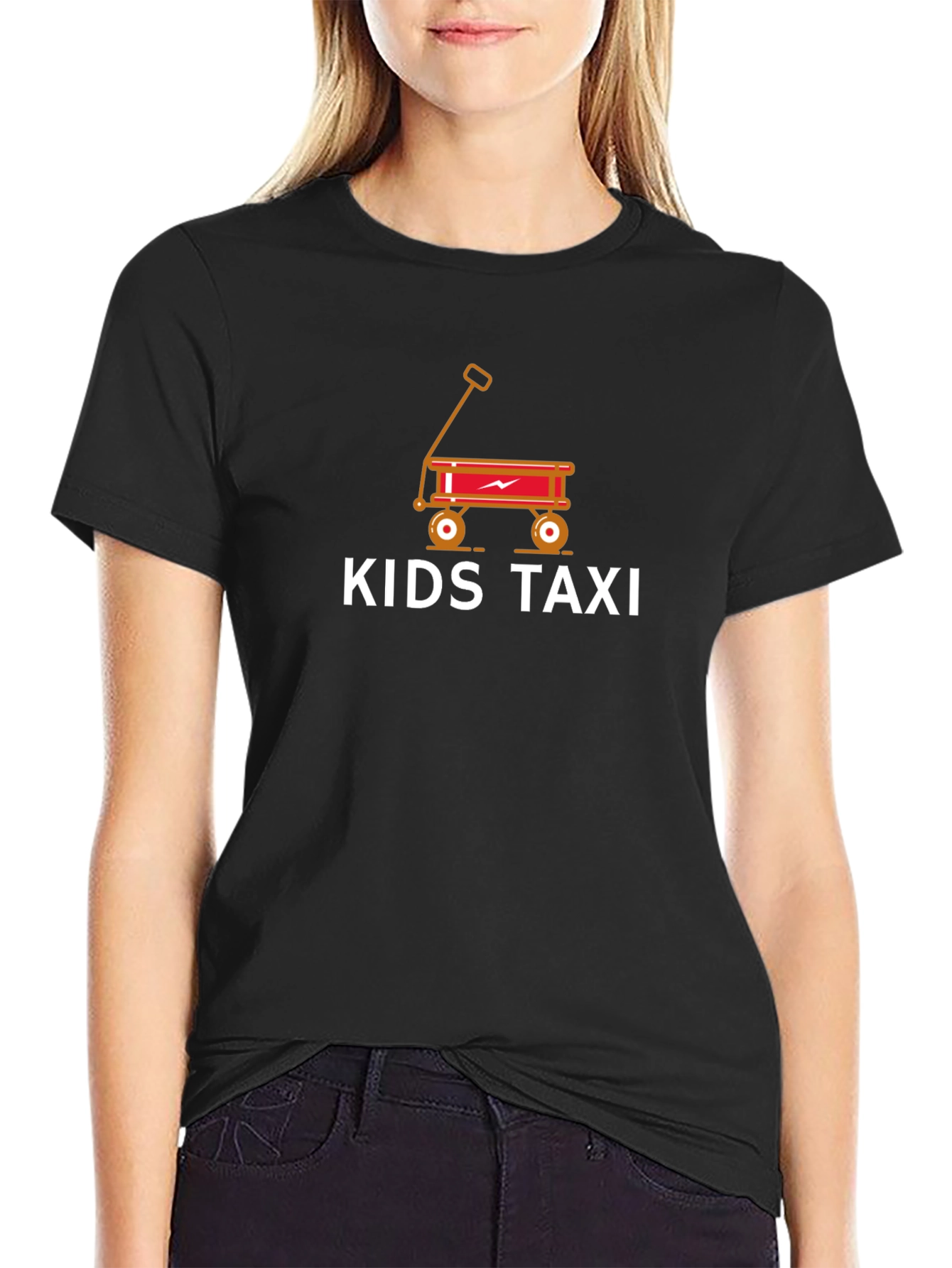 Kids Taxi Graphic Tee - Black Cotton T-Shirt