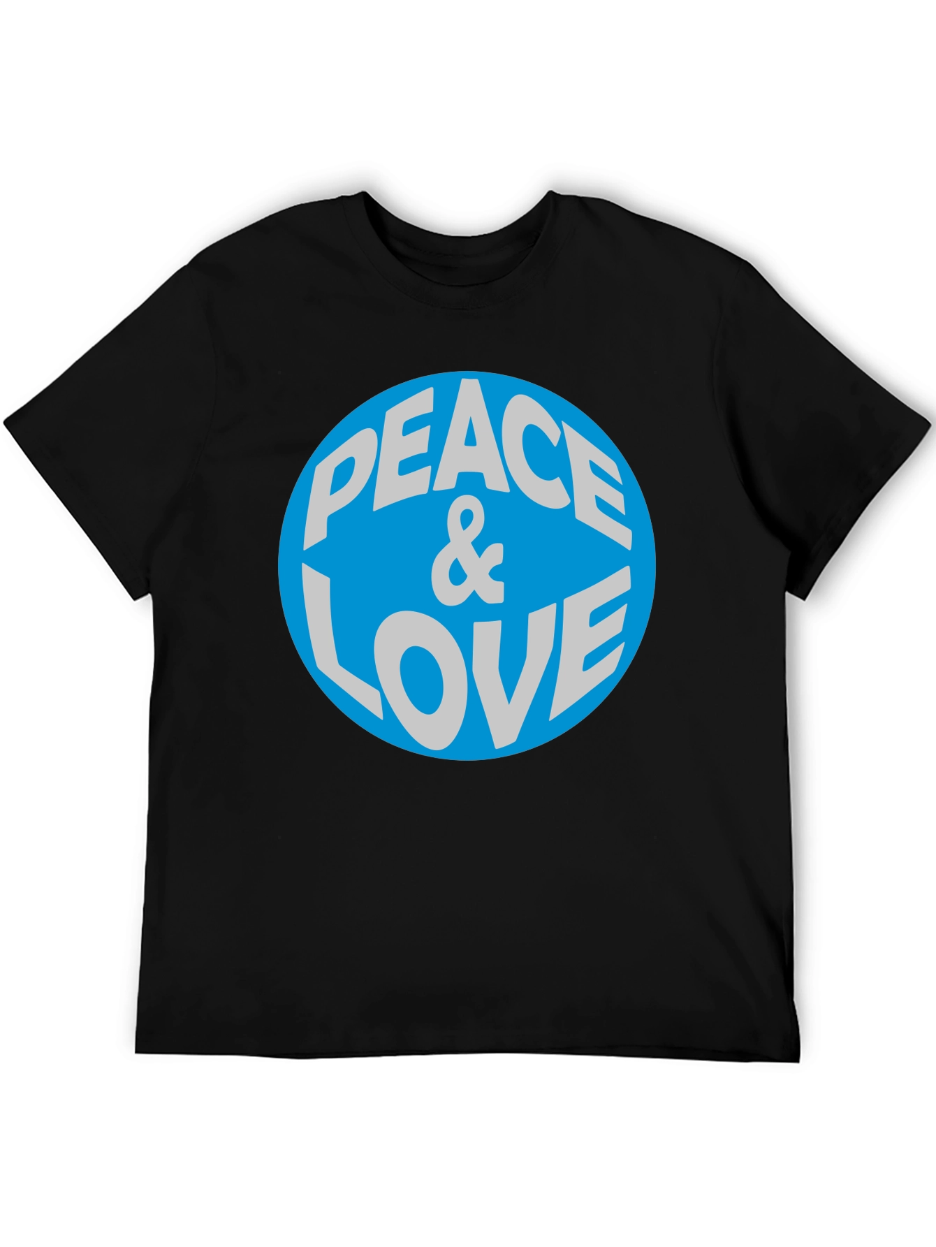 Peace & Love Graphic T-Shirt - Blue Circle Design
