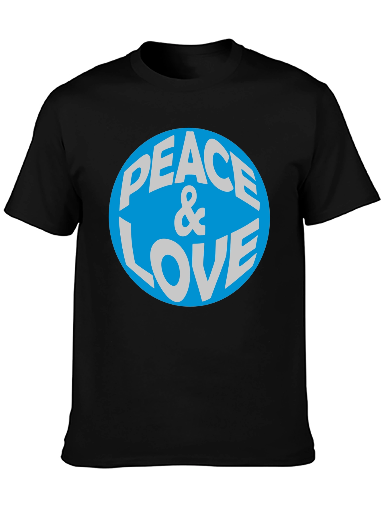 Peace & Love Graphic T-Shirt - Blue Circle Design