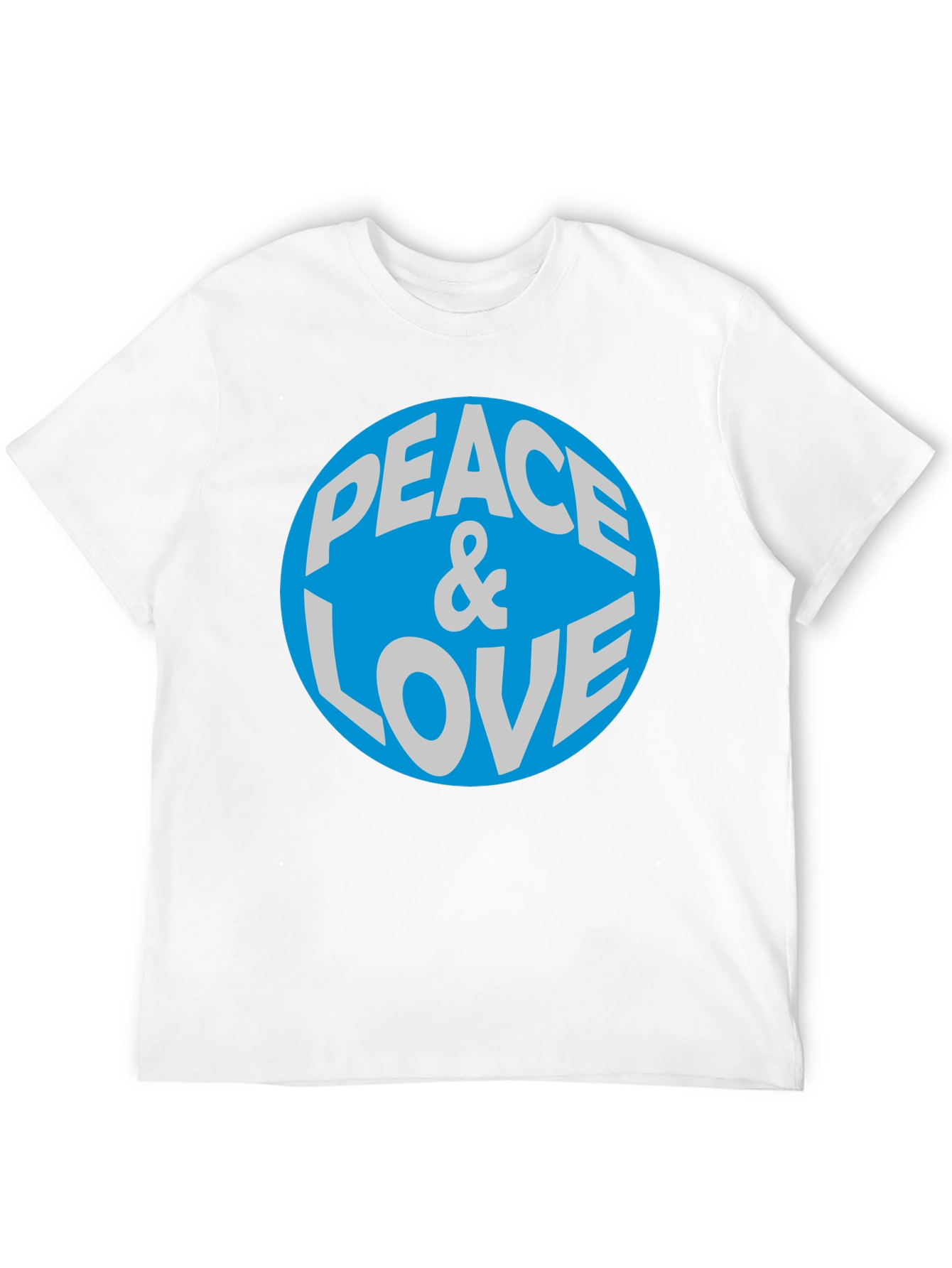 Peace & Love Graphic T-Shirt - Blue Circle Design