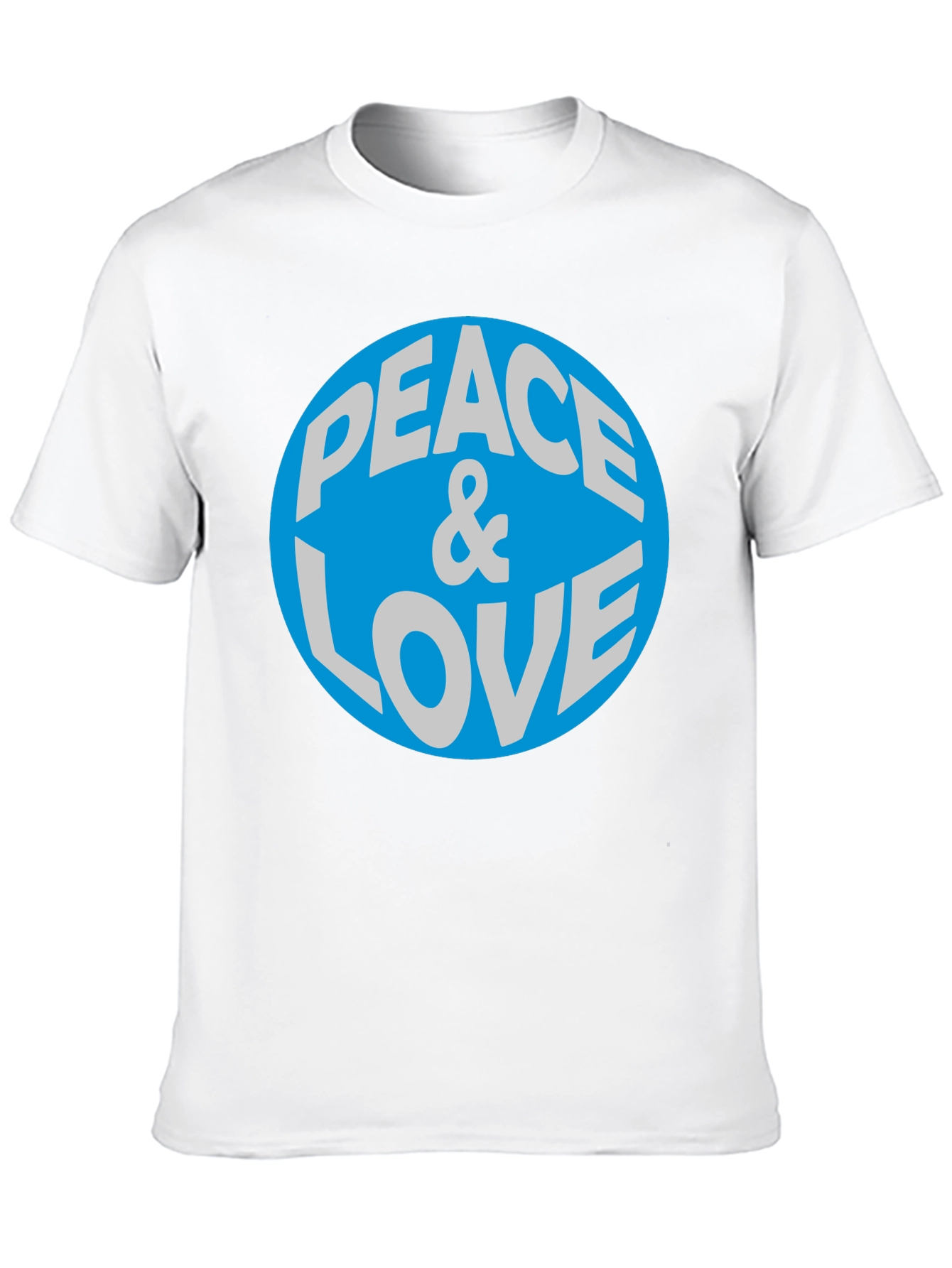 Peace & Love Graphic T-Shirt - Blue Circle Design