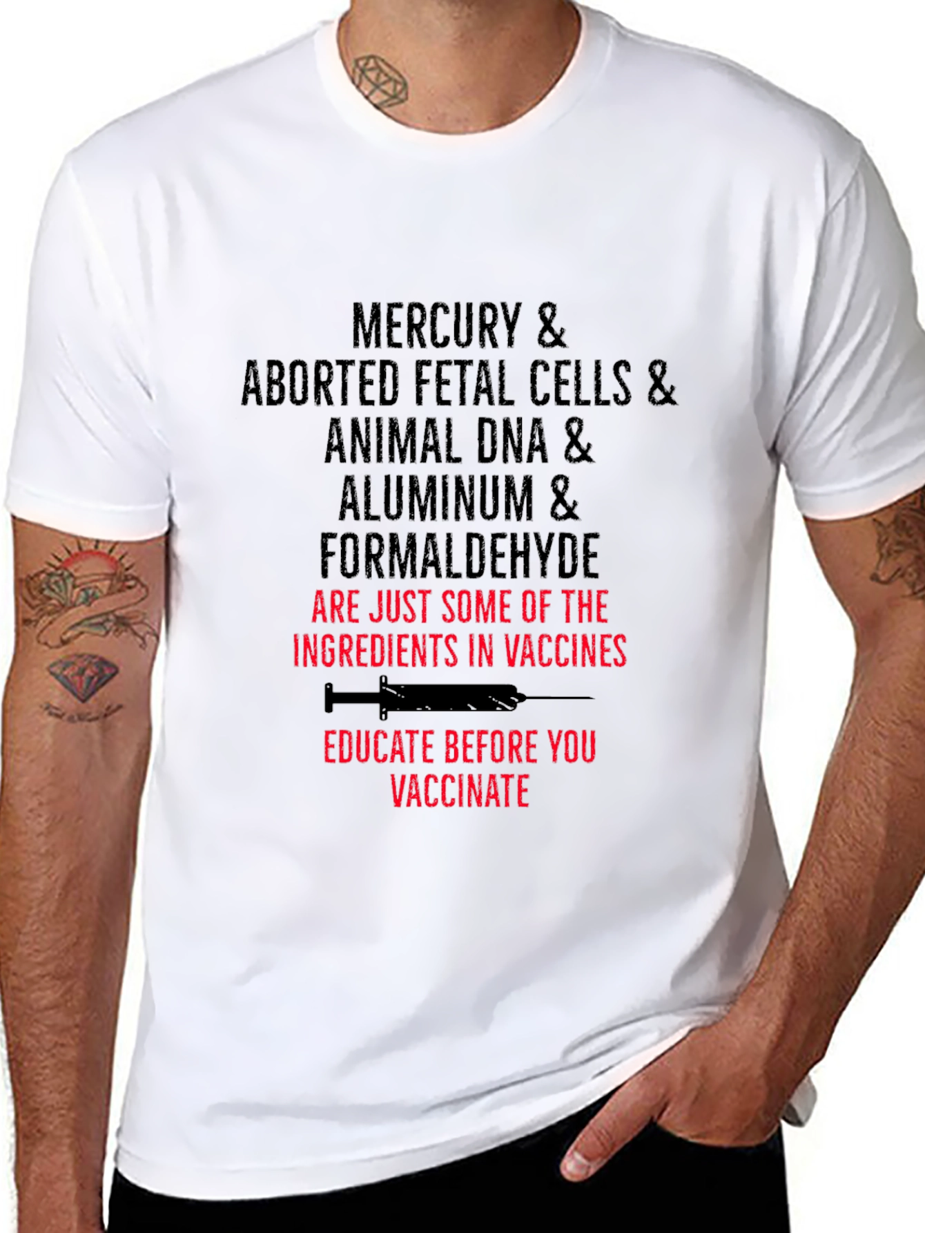 Anti-Vaccine T-Shirt: Mercury Fetal Cells DNA Aluminum