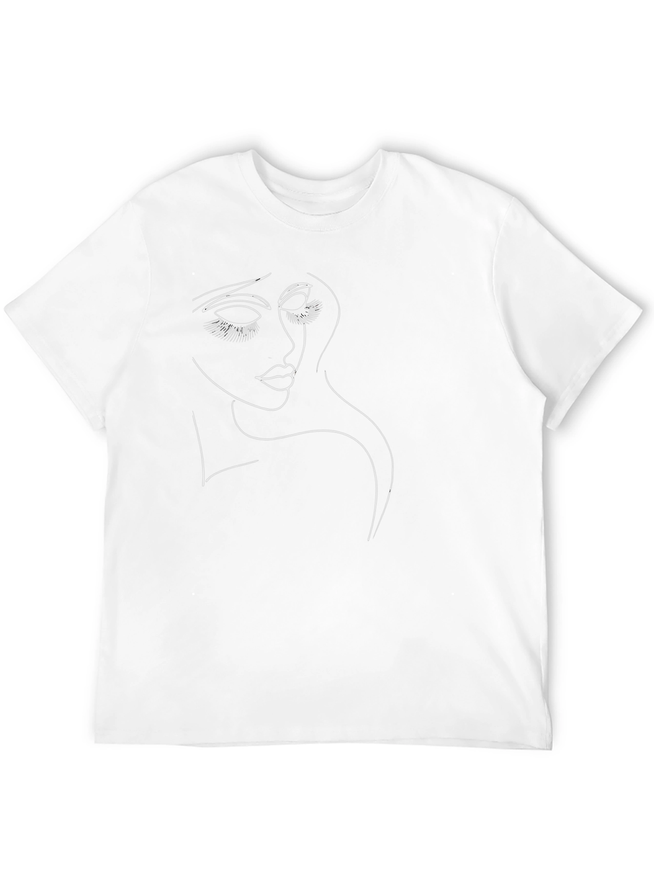 Minimalist Woman Face Graphic Tee - Black