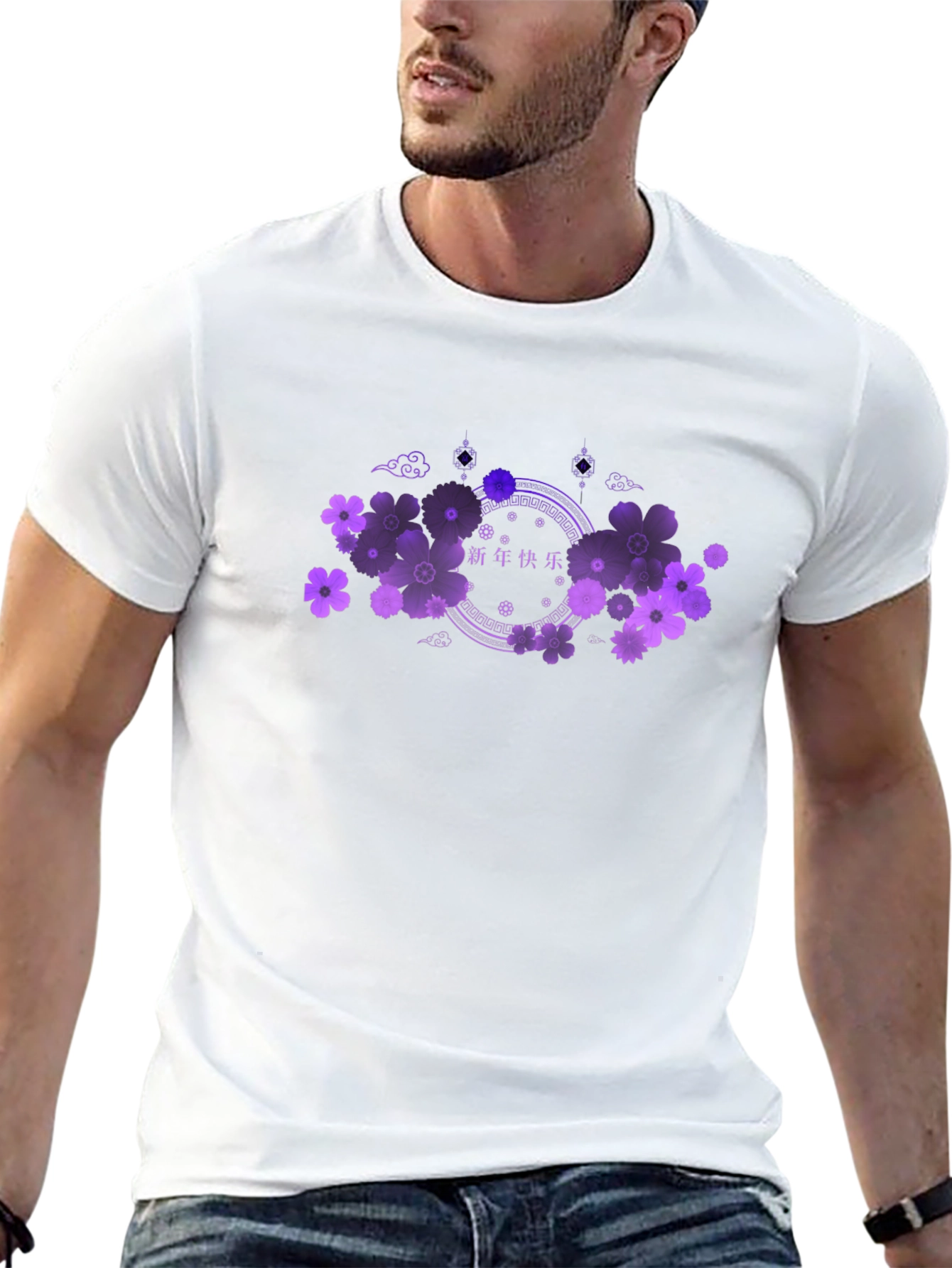Floral Chinese New Year Black Tee