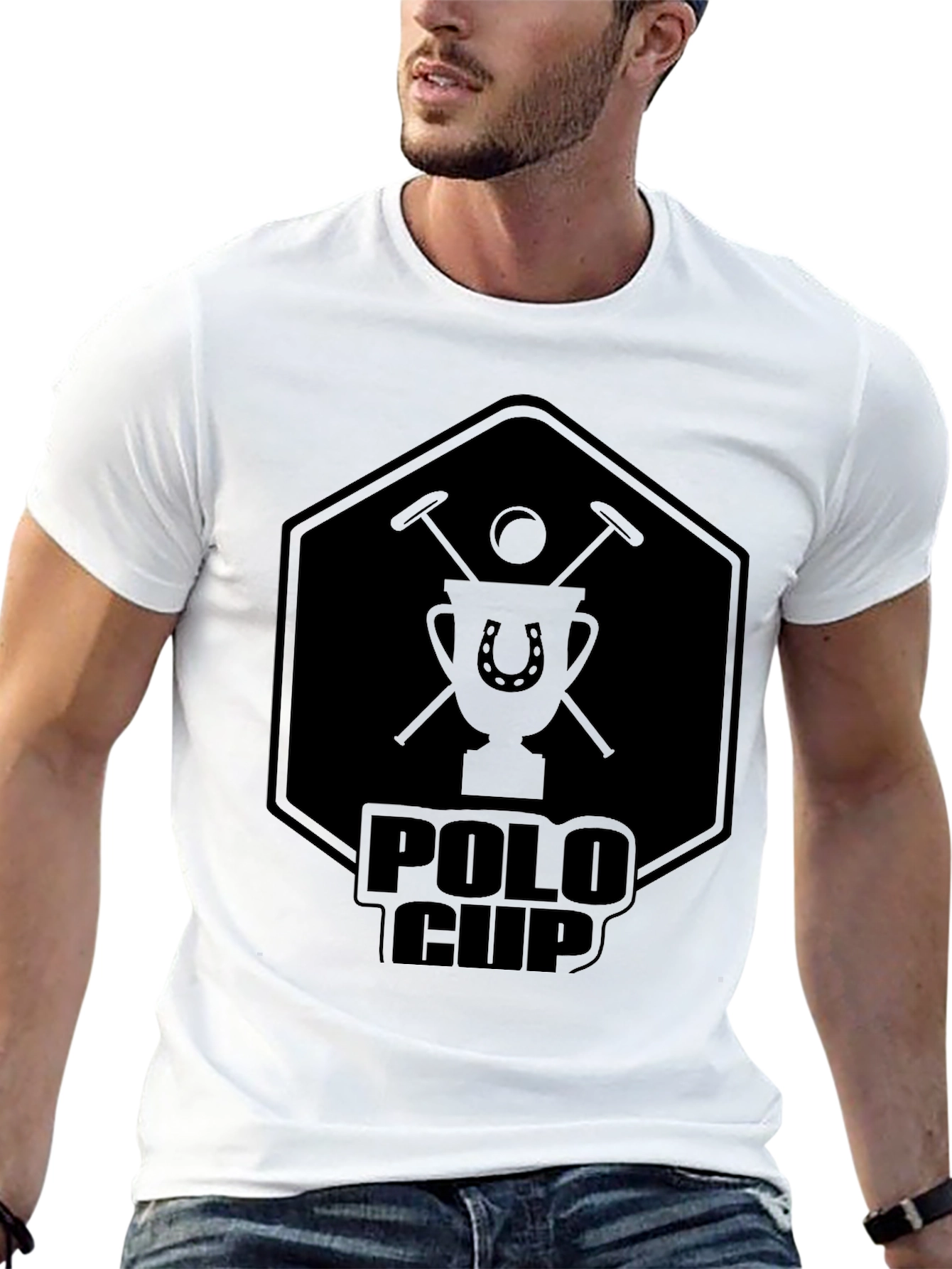 Polo Cup Graphic Tee - Classic Black Cotton T-Shirt