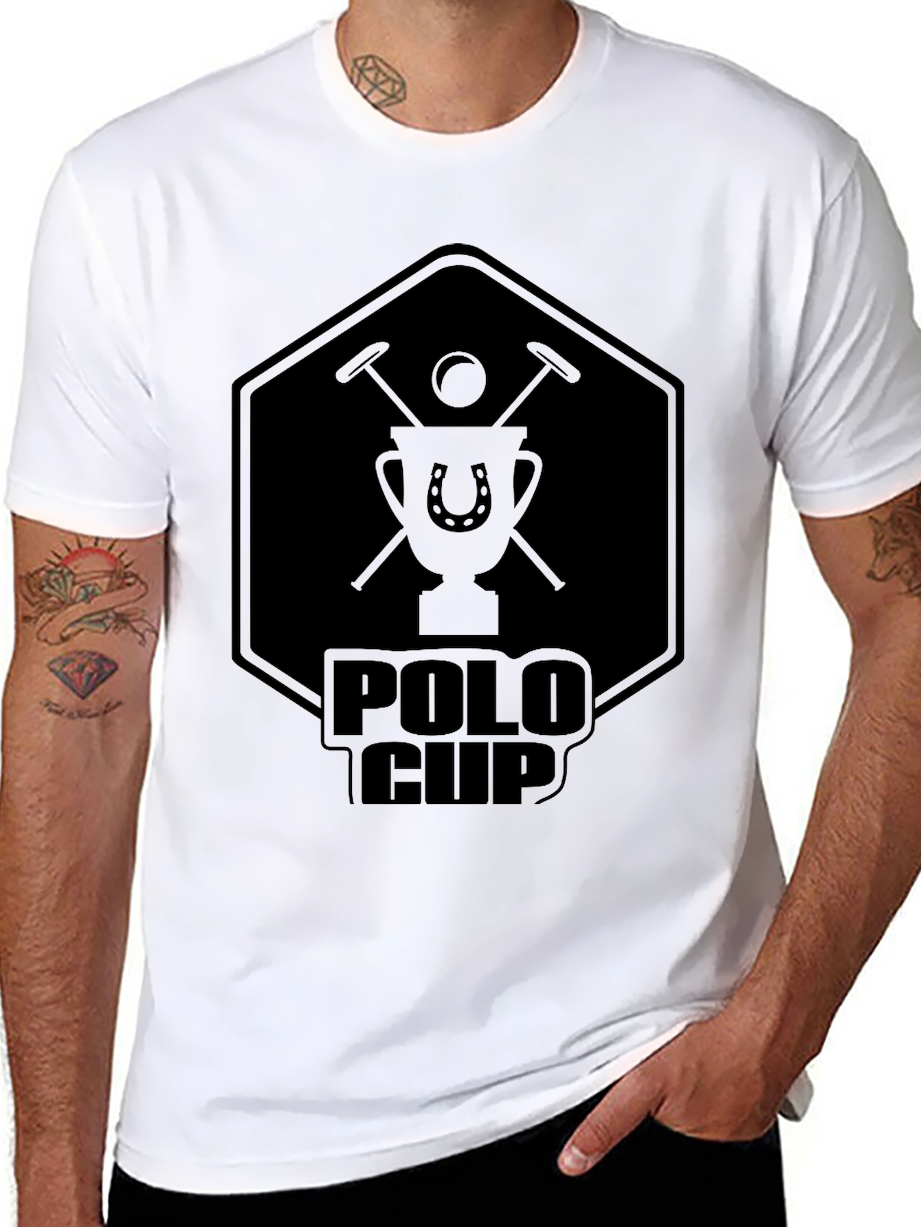 Polo Cup Graphic Tee - Classic Black Cotton T-Shirt