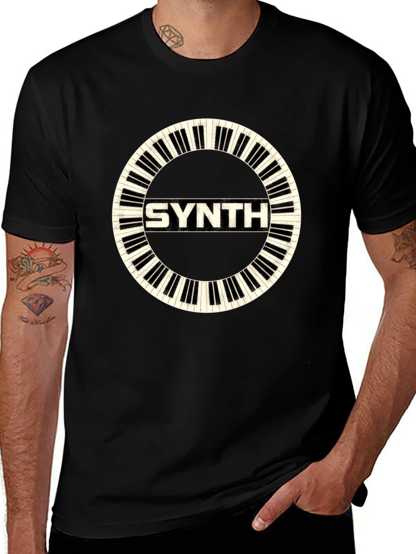 Synth Keyboard Circle T-Shirt - Musical Style