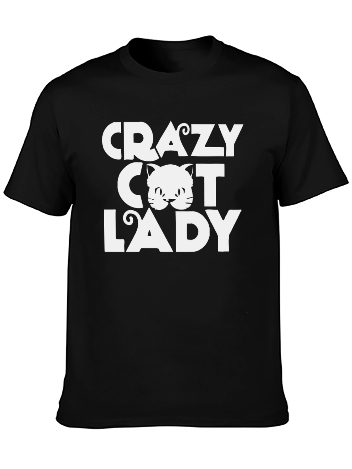 Crazy Cat Lady T-Shirt - Black Crew Neck Tee