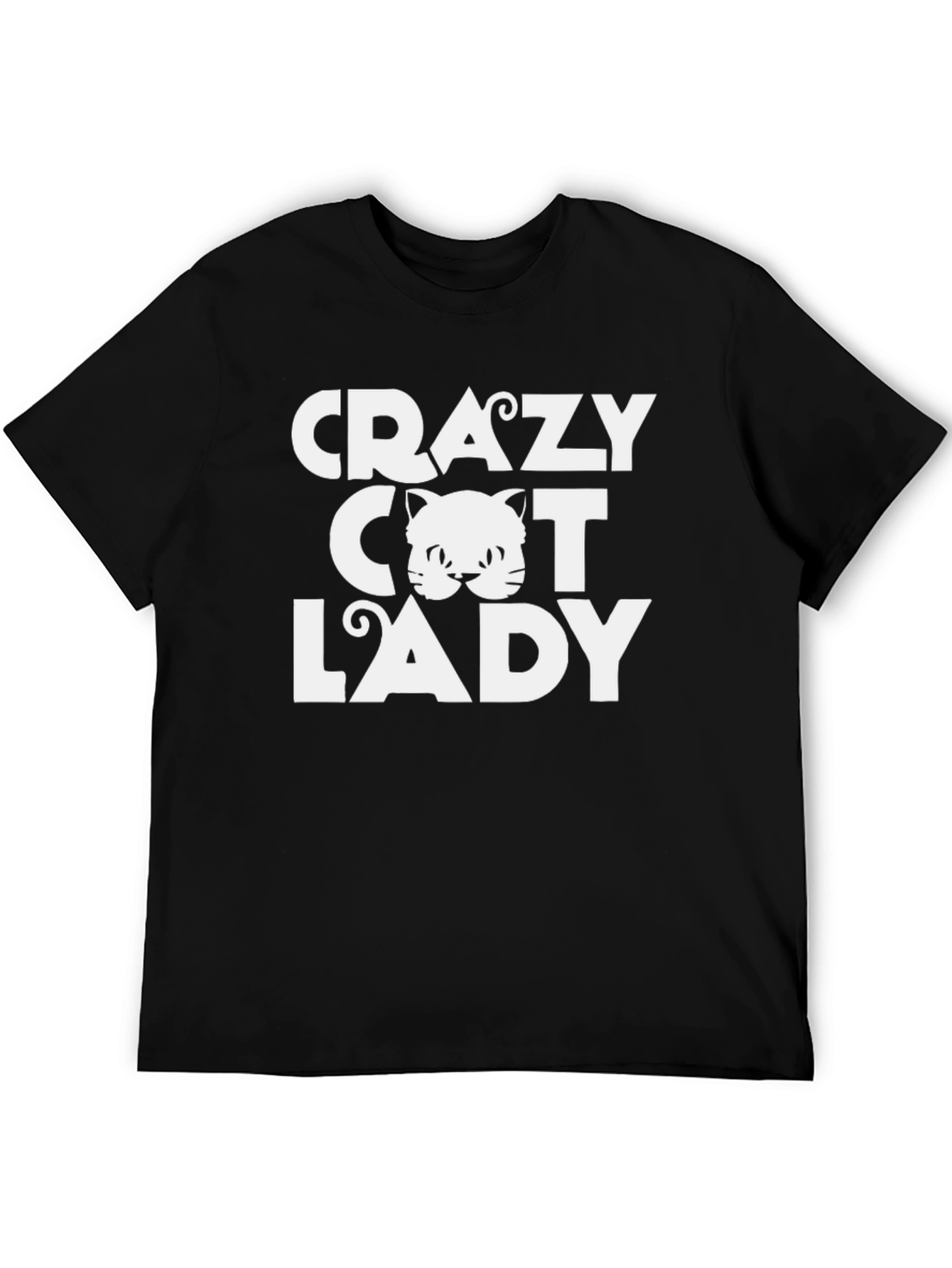 Crazy Cat Lady T-Shirt - Black Crew Neck Tee