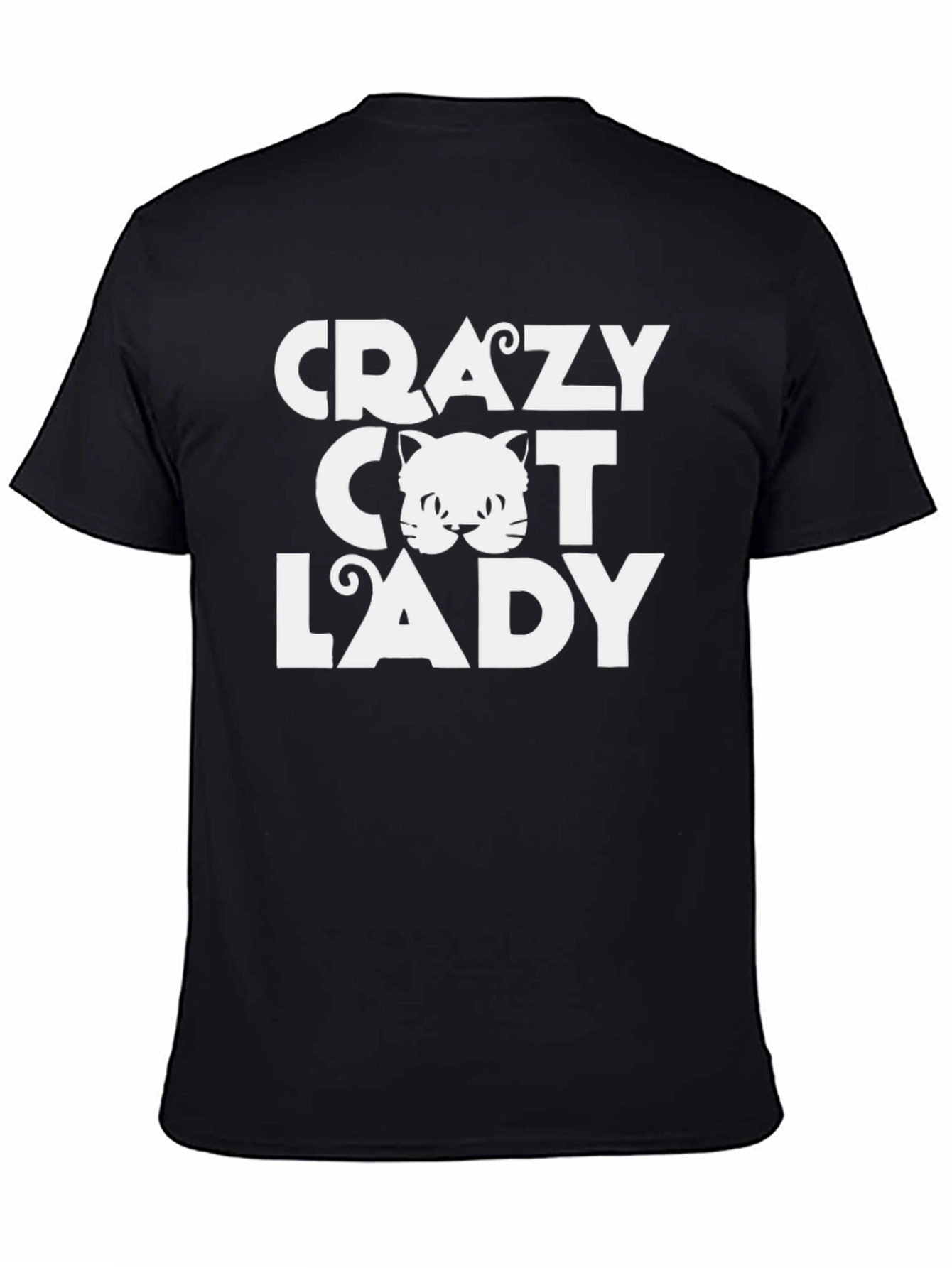 Crazy Cat Lady T-Shirt - Black Crew Neck Tee