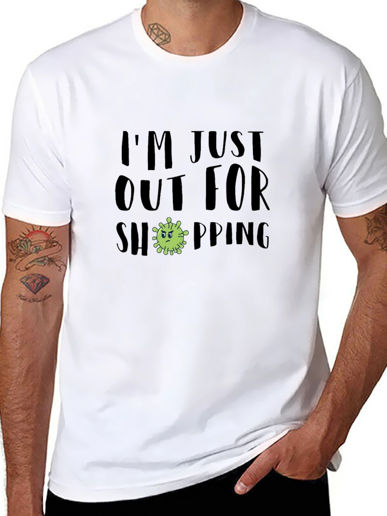 Funny Shopping Virus Black T-Shirt