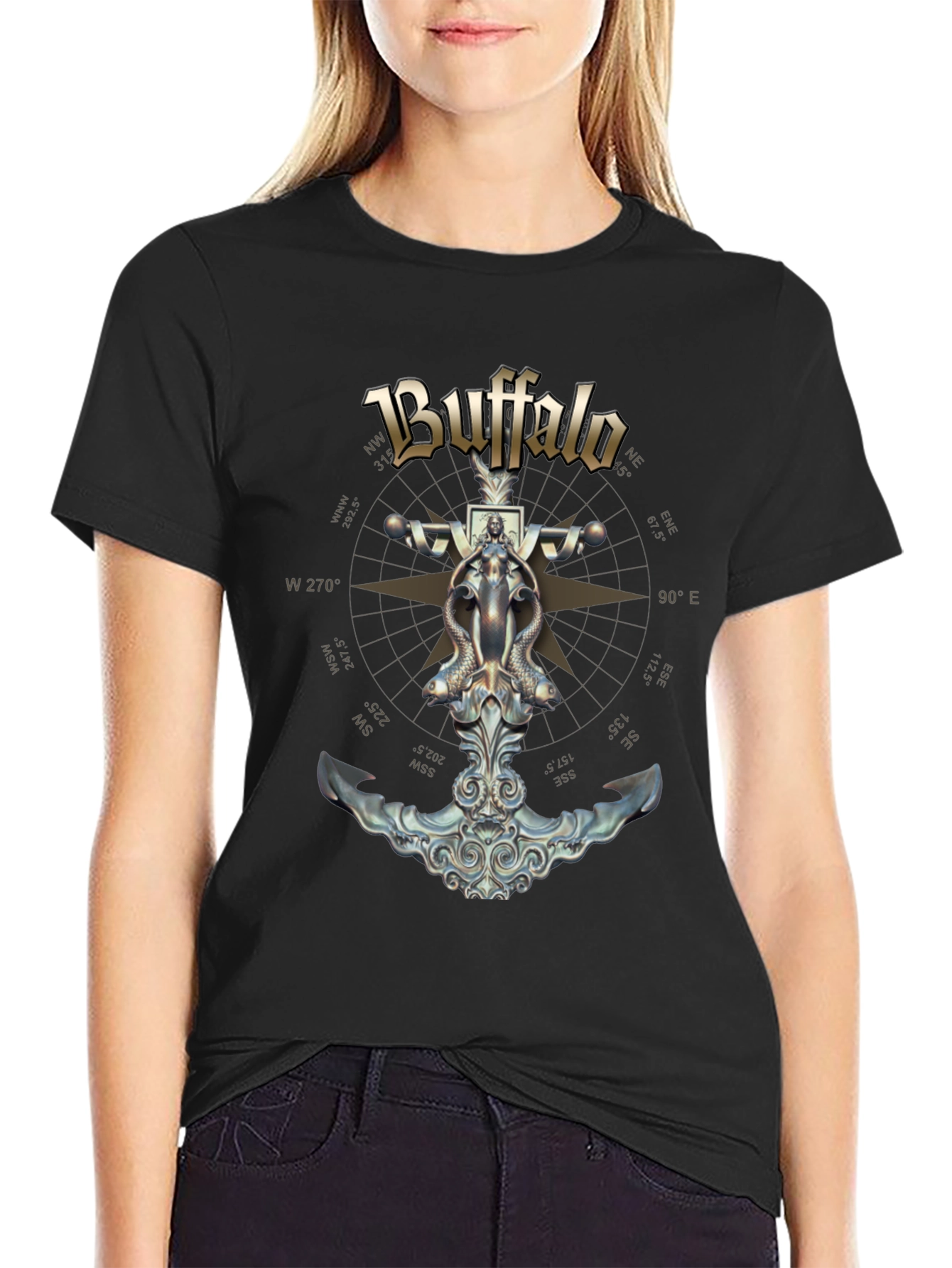 Buffalo Nautical T-Shirt - Mens Black Graphic Tee