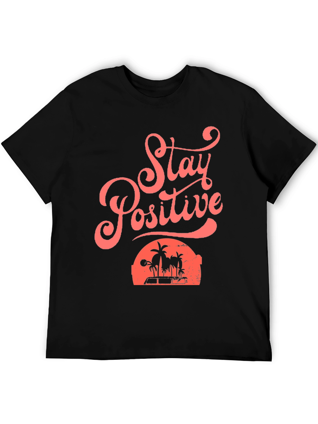 Stay Positive Beach Graphic Tee - Mens Black T-Shirt