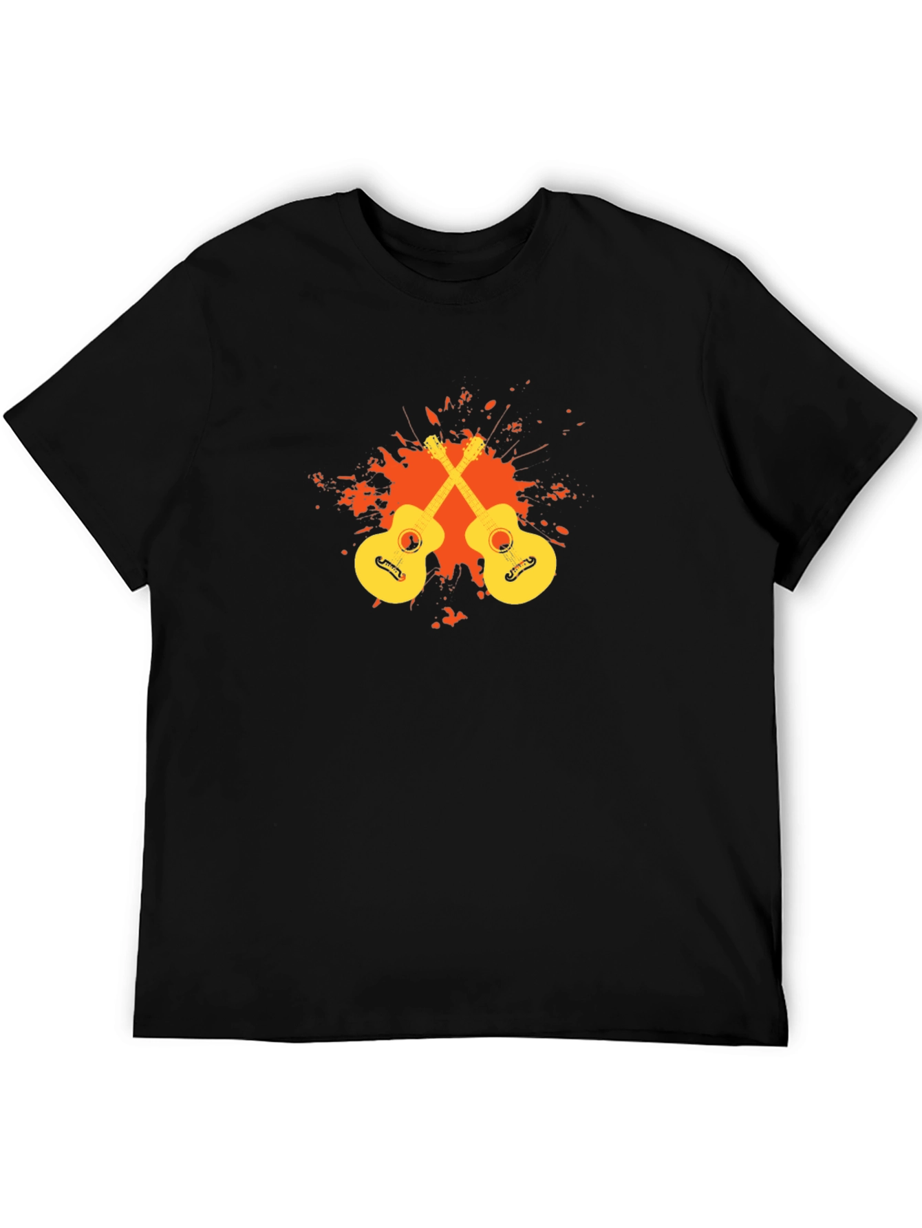 Black T-Shirt with Guitar Graphic