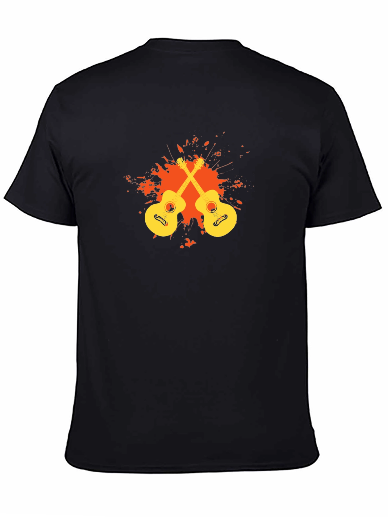 Black T-Shirt with Guitar Graphic
