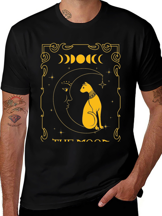 The Moon Tarot Card T-Shirt Cat Design