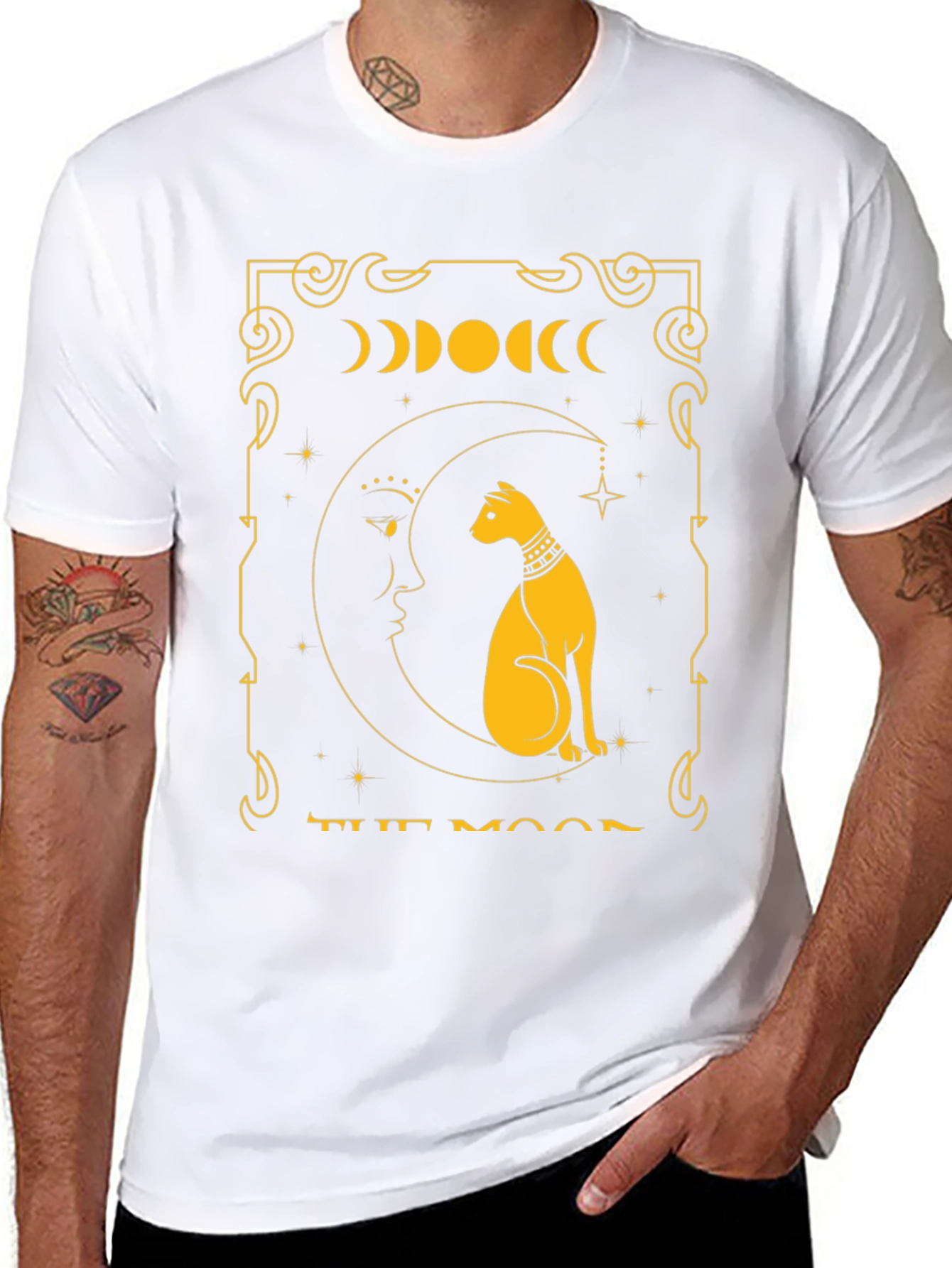 The Moon Tarot Card T-Shirt Cat Design