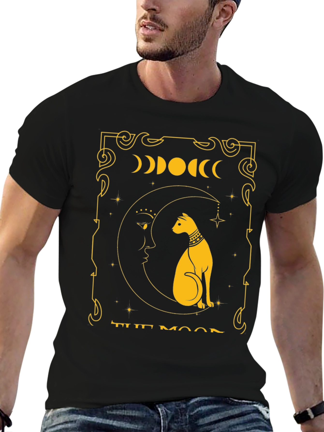 The Moon Tarot Card T-Shirt Cat Design