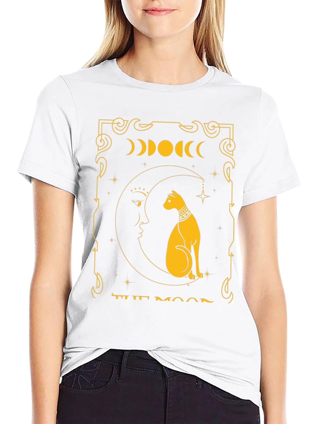 The Moon Tarot Card T-Shirt Cat Design