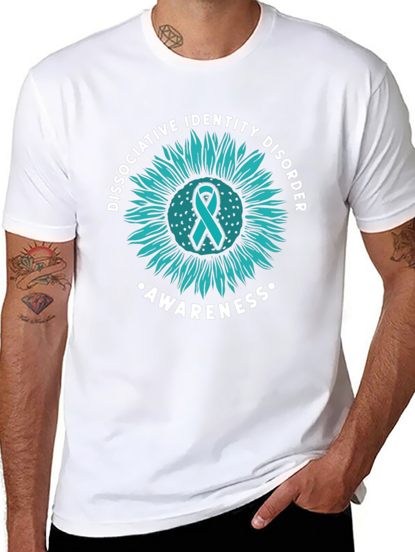 DID Awareness Sunflower Graphic Tee - Black Cotton Blend