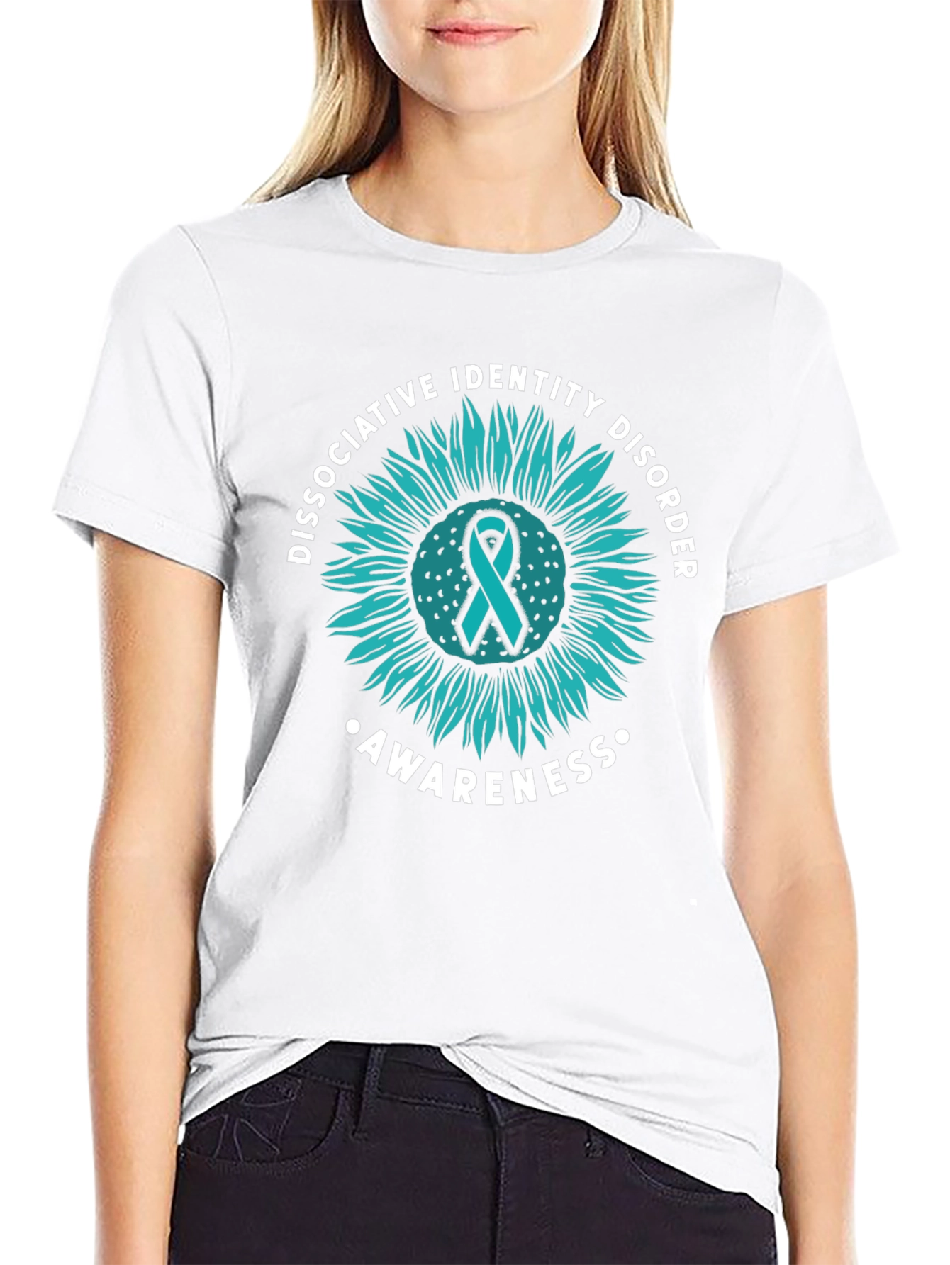 DID Awareness Sunflower Graphic Tee - Black Cotton Blend