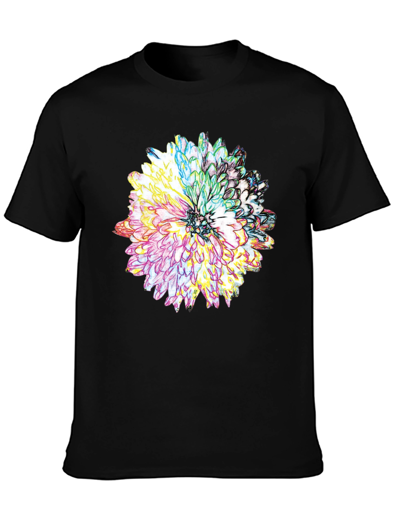 Floral Graphic Print Tee - Mens Black T-Shirt