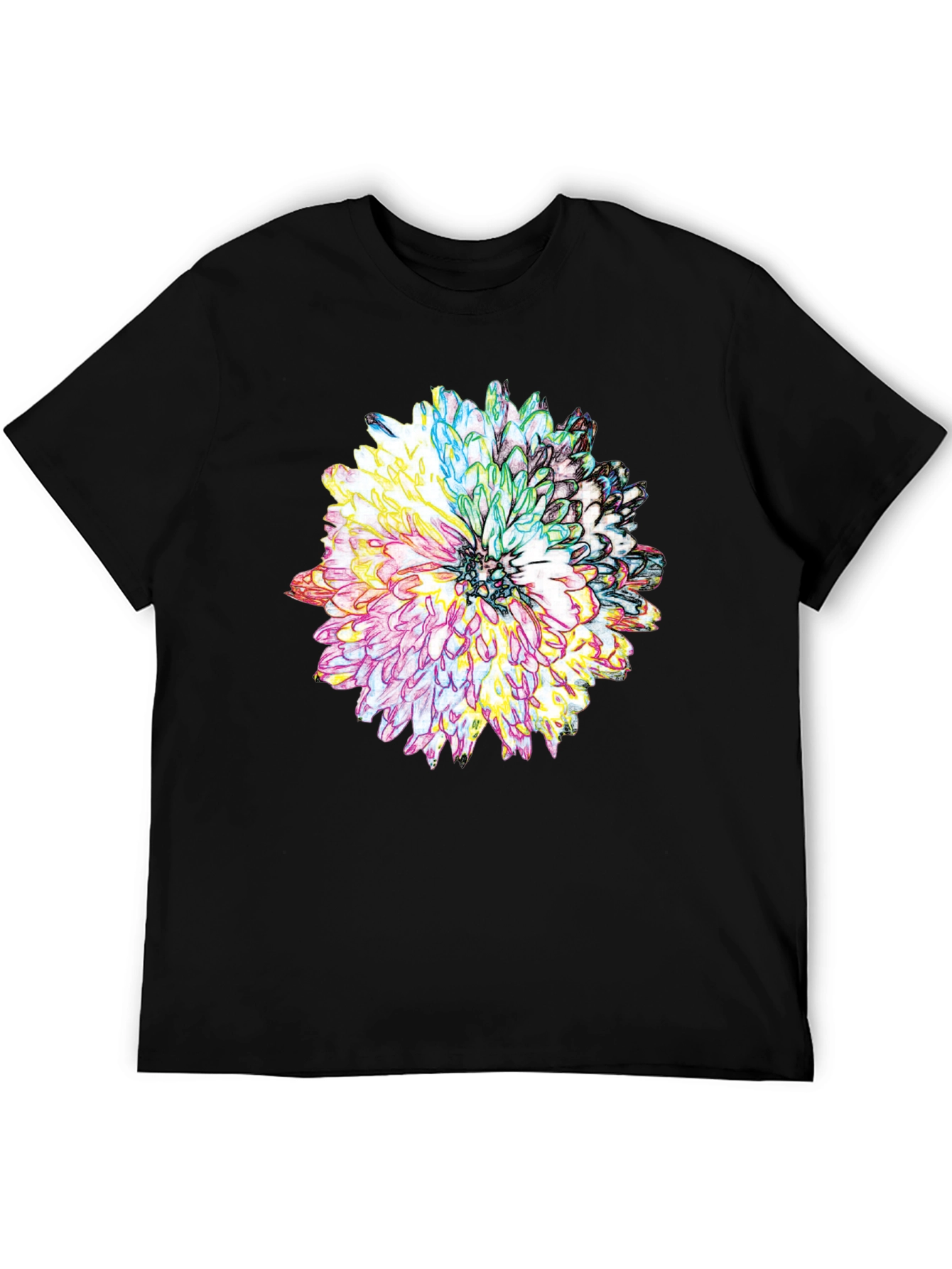 Floral Graphic Print Tee - Mens Black T-Shirt