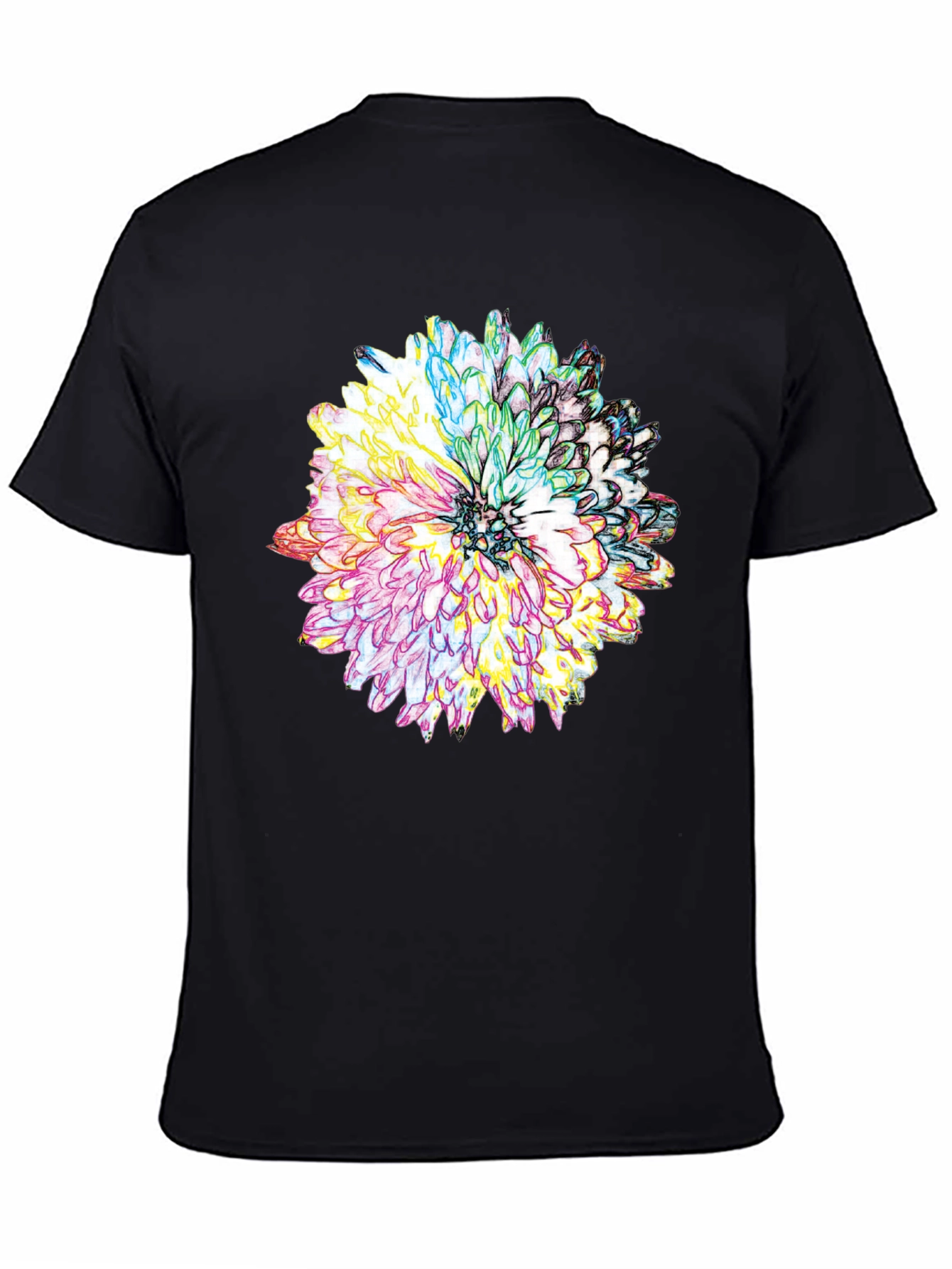 Floral Graphic Print Tee - Mens Black T-Shirt