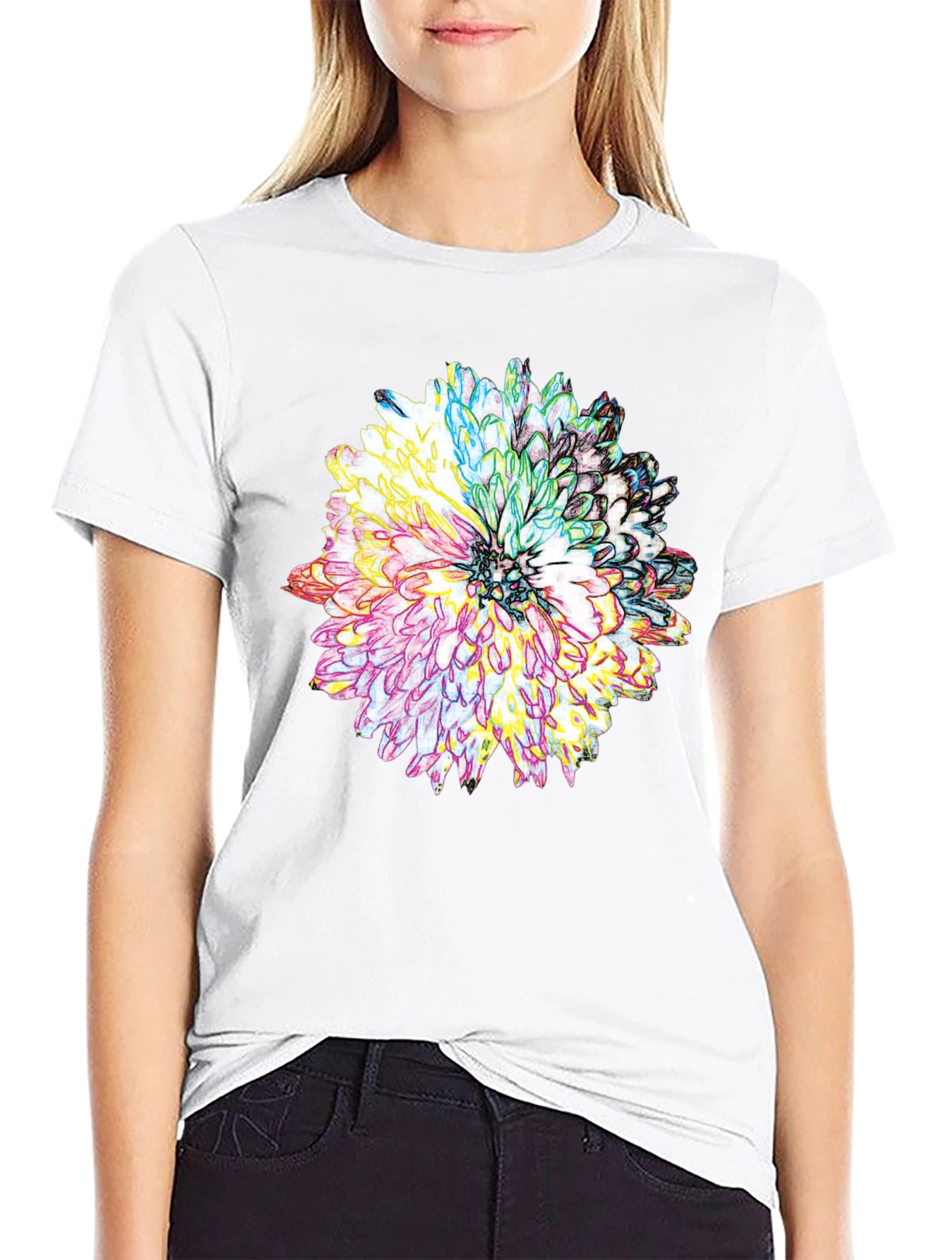 Floral Graphic Print Tee - Mens Black T-Shirt