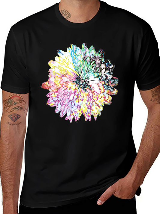 Floral Graphic Print Tee - Mens Black T-Shirt