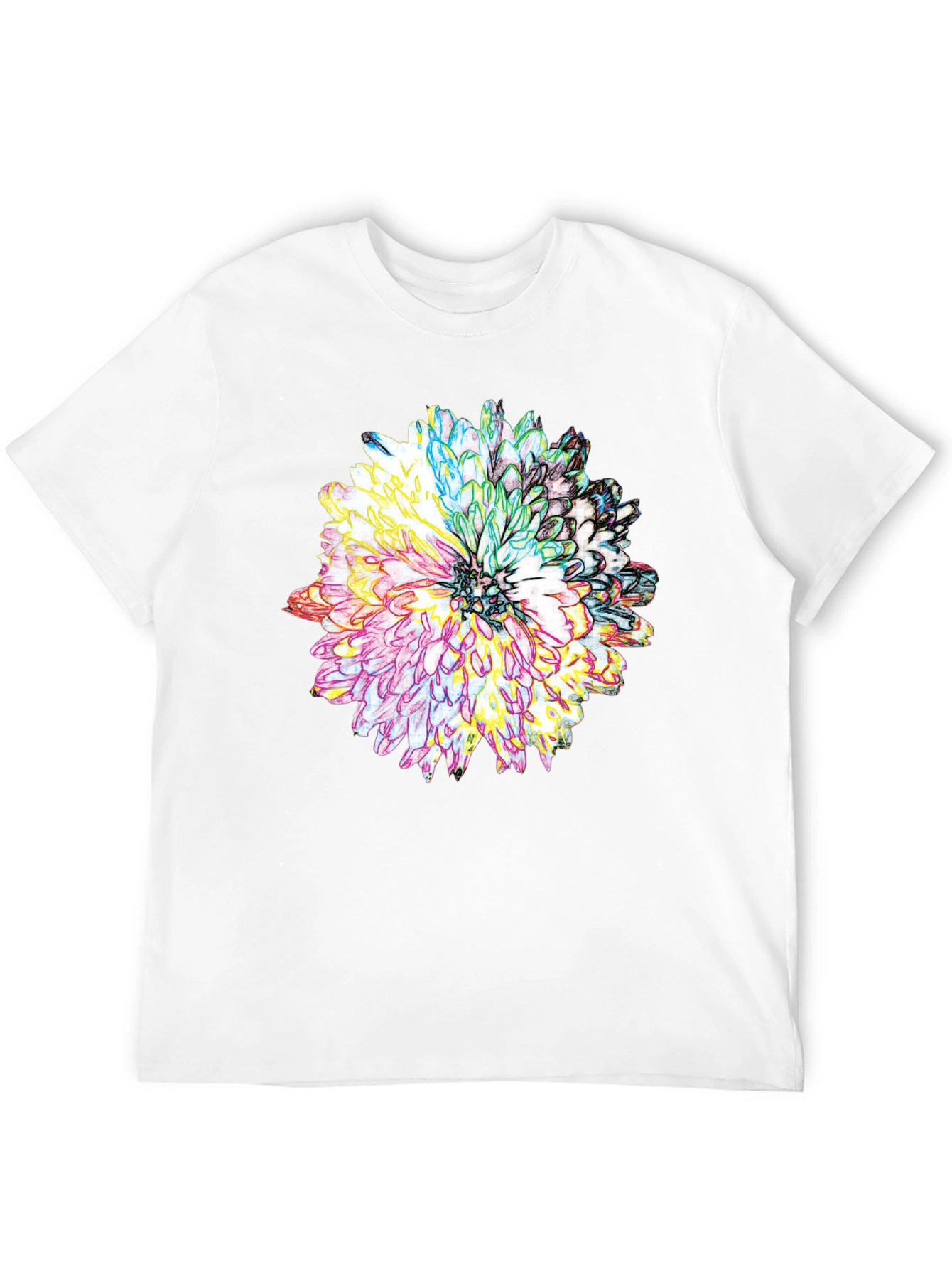 Floral Graphic Print Tee - Mens Black T-Shirt