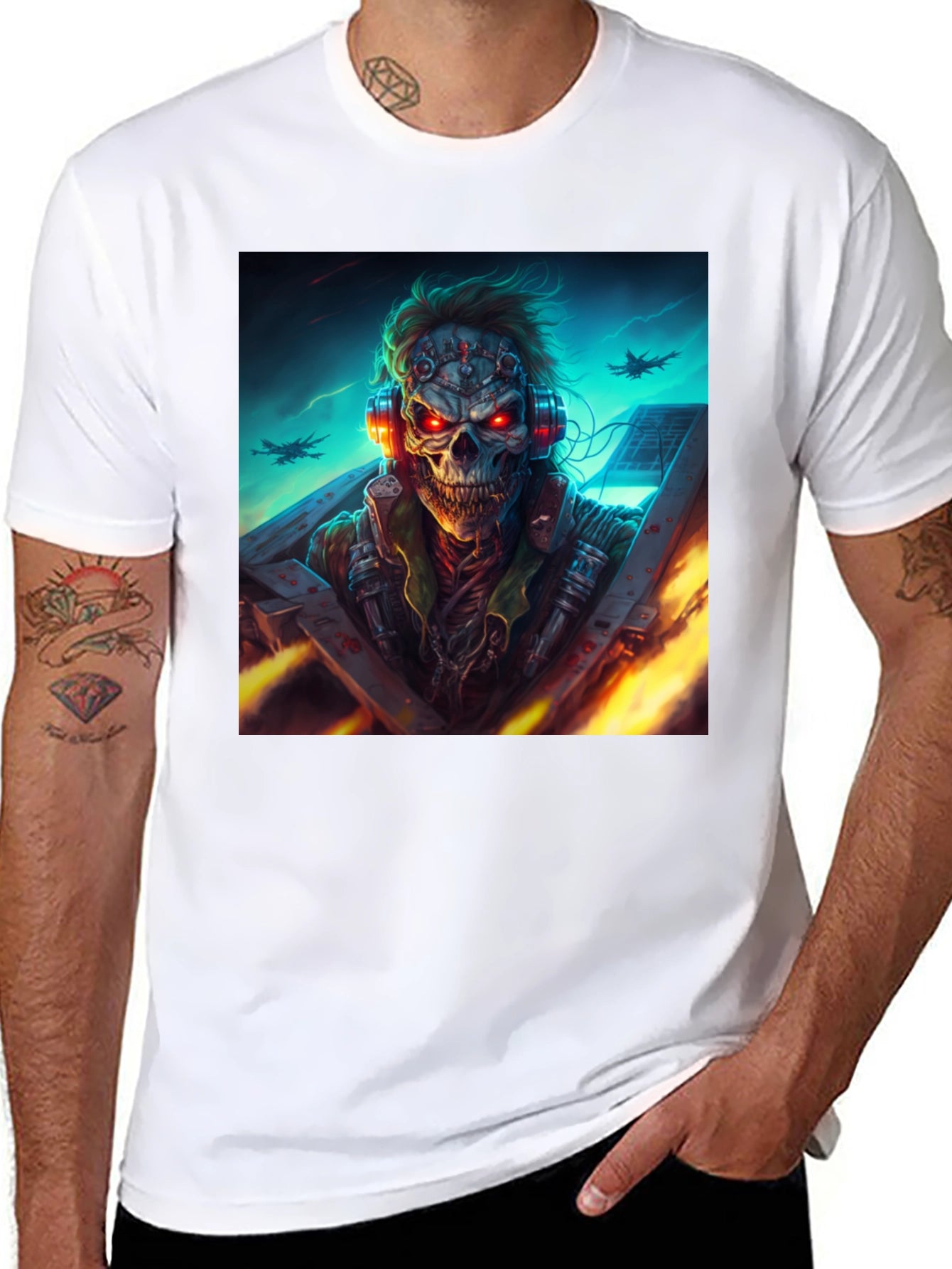 Skull Pilot T-Shirt - Dark Graphic Tee