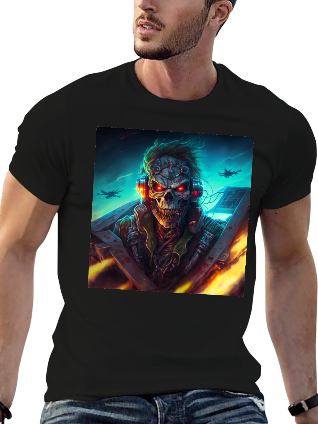 Skull Pilot T-Shirt - Dark Graphic Tee