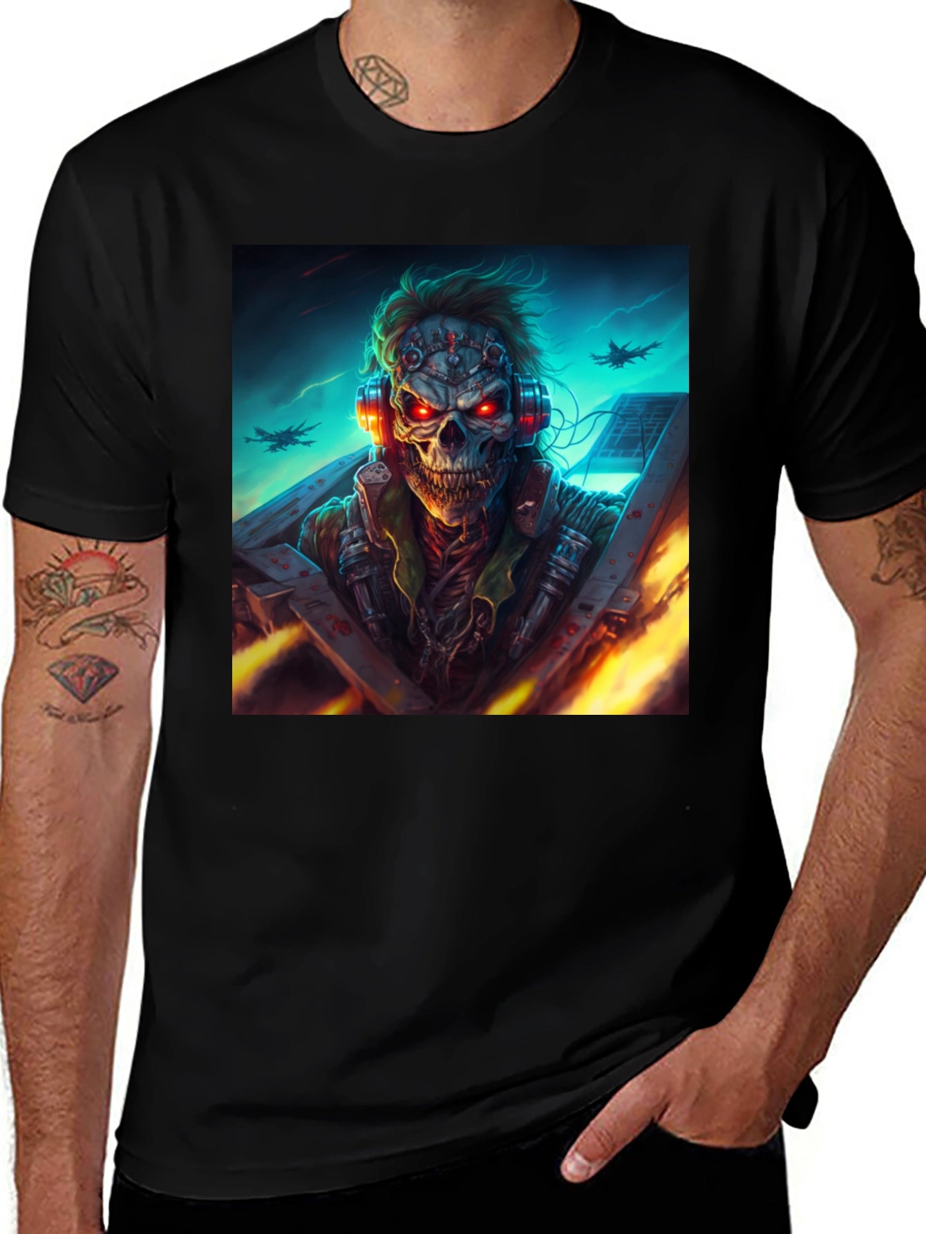 Skull Pilot T-Shirt - Dark Graphic Tee