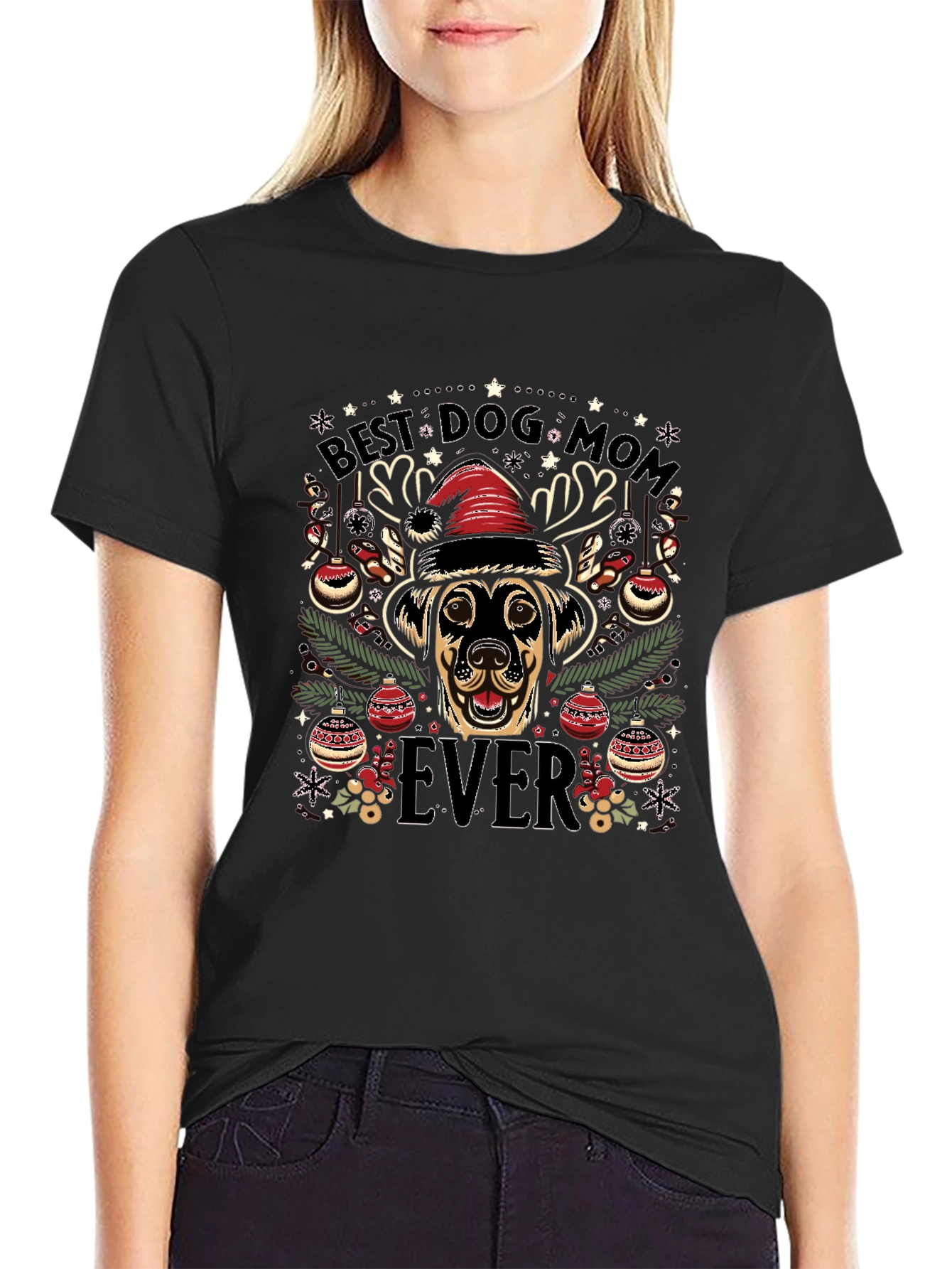 Best Dog Mom Ever Christmas T-Shirt