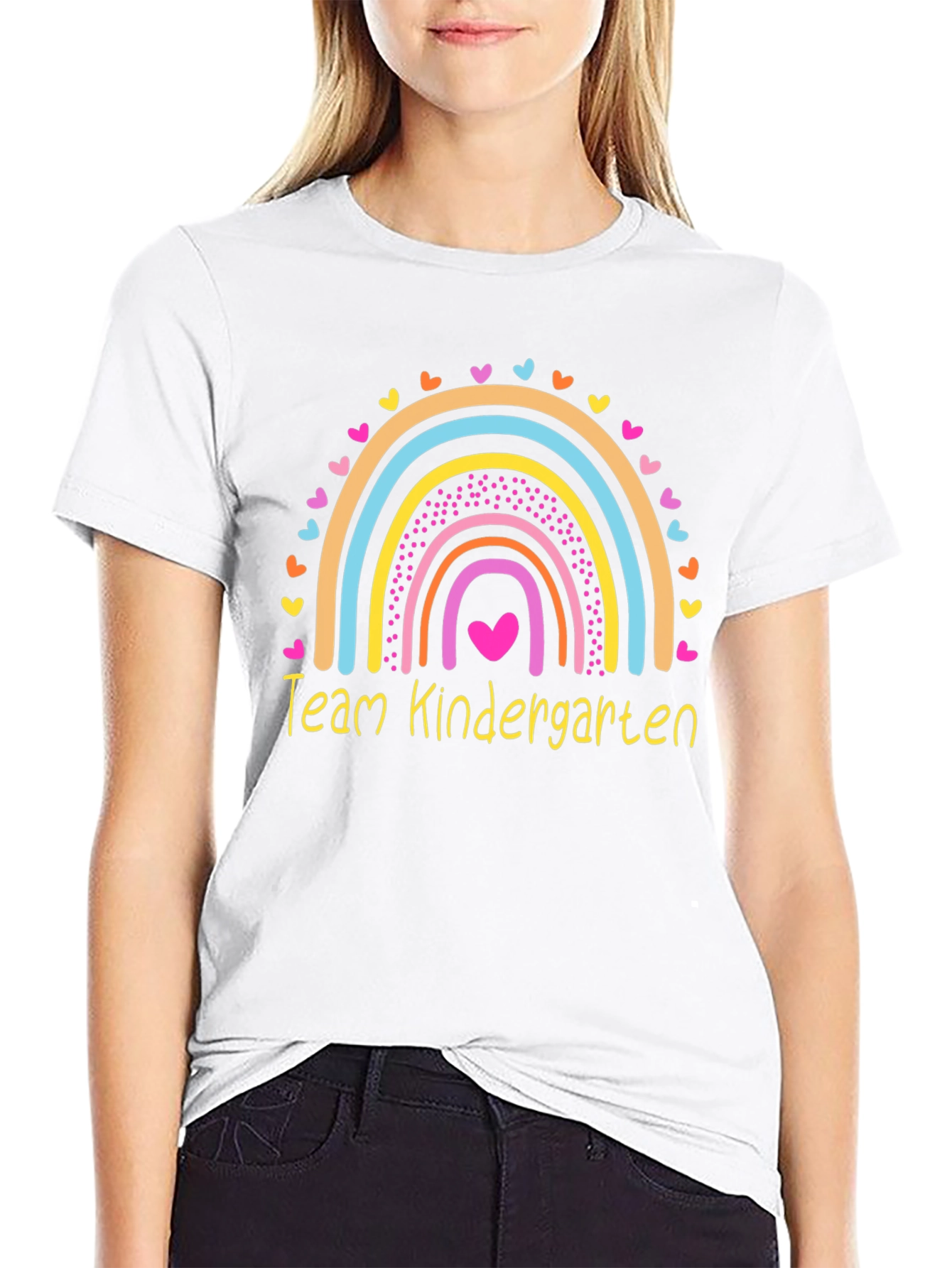 Team Kindergarten Rainbow Heart Teacher T-Shirt