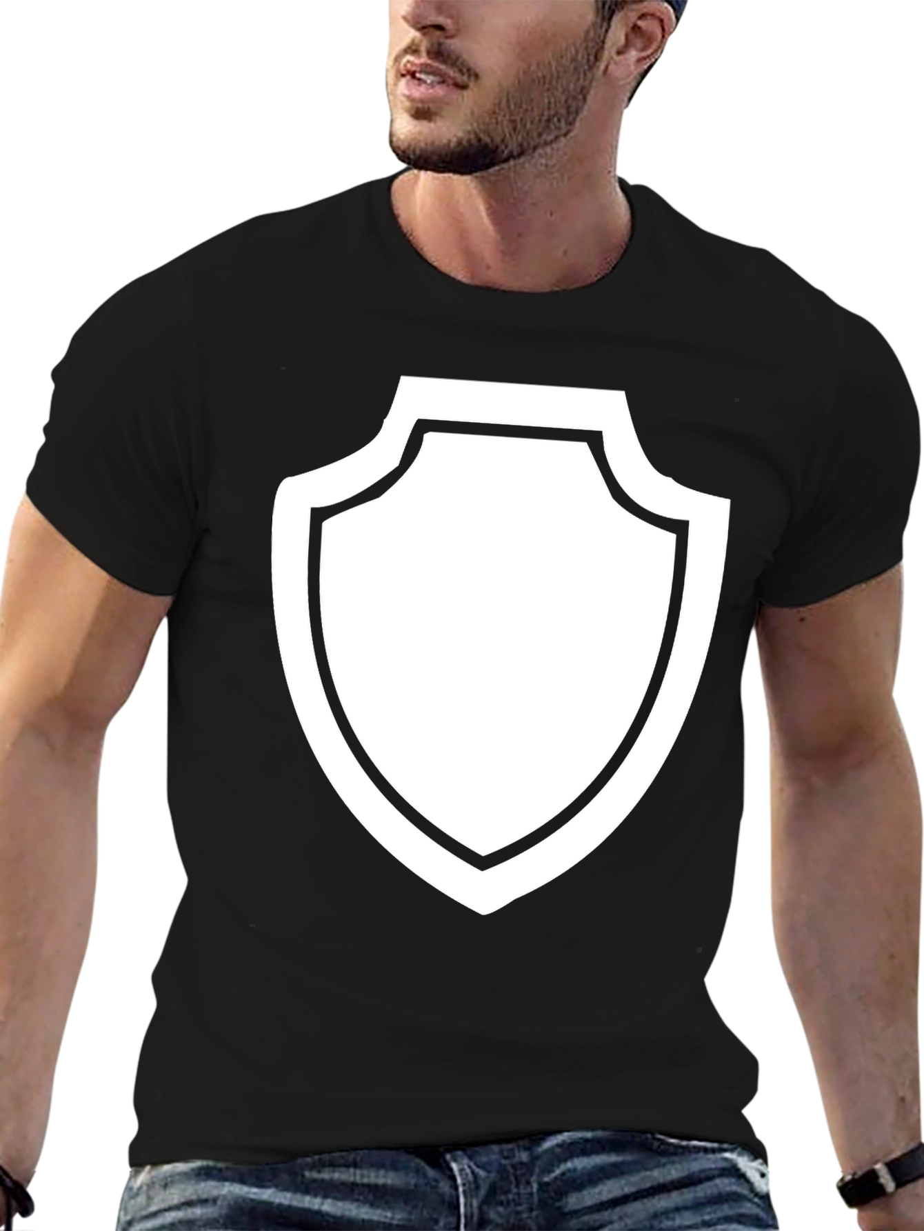 Black T-Shirt with Shield Graphic