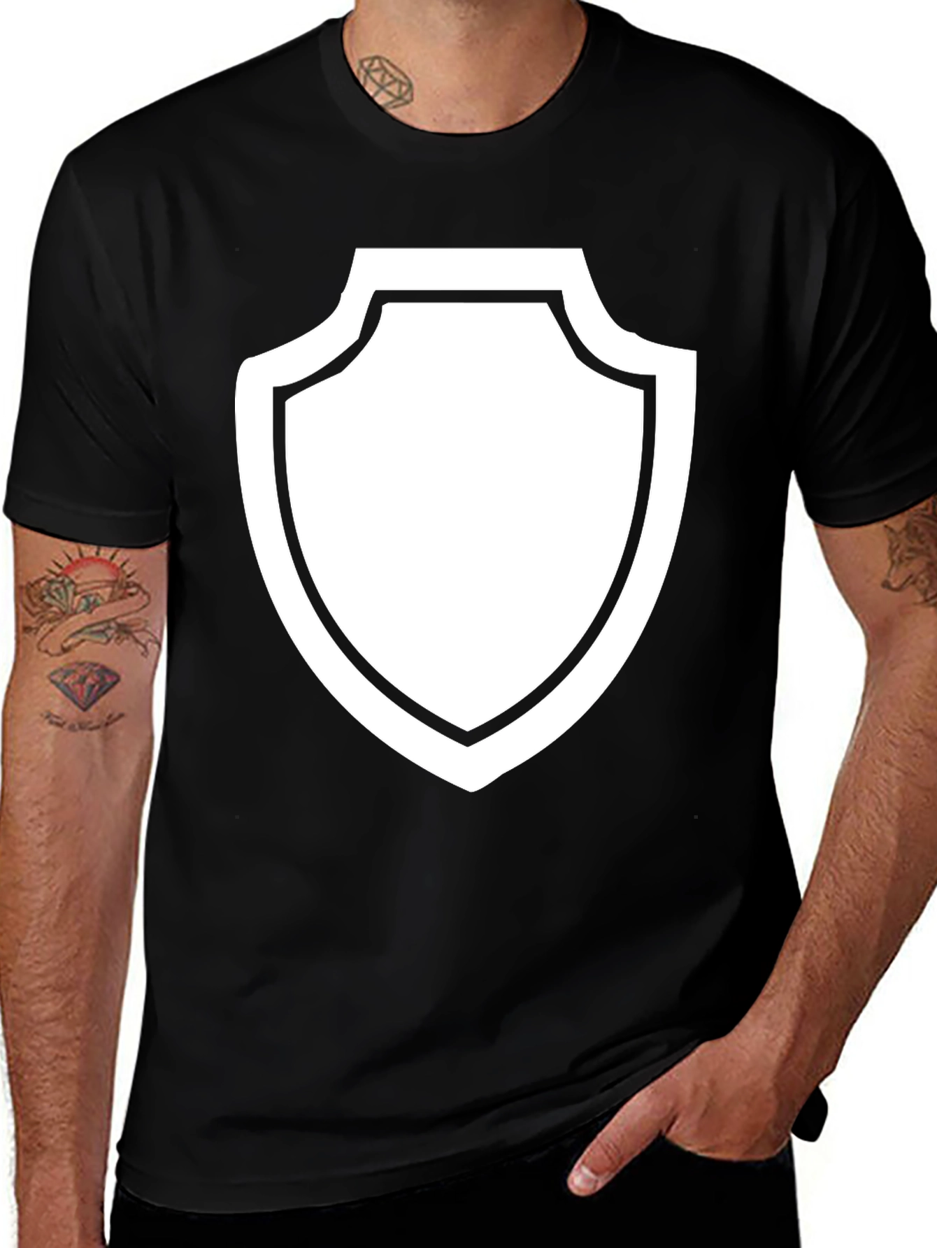 Black T-Shirt with Shield Graphic