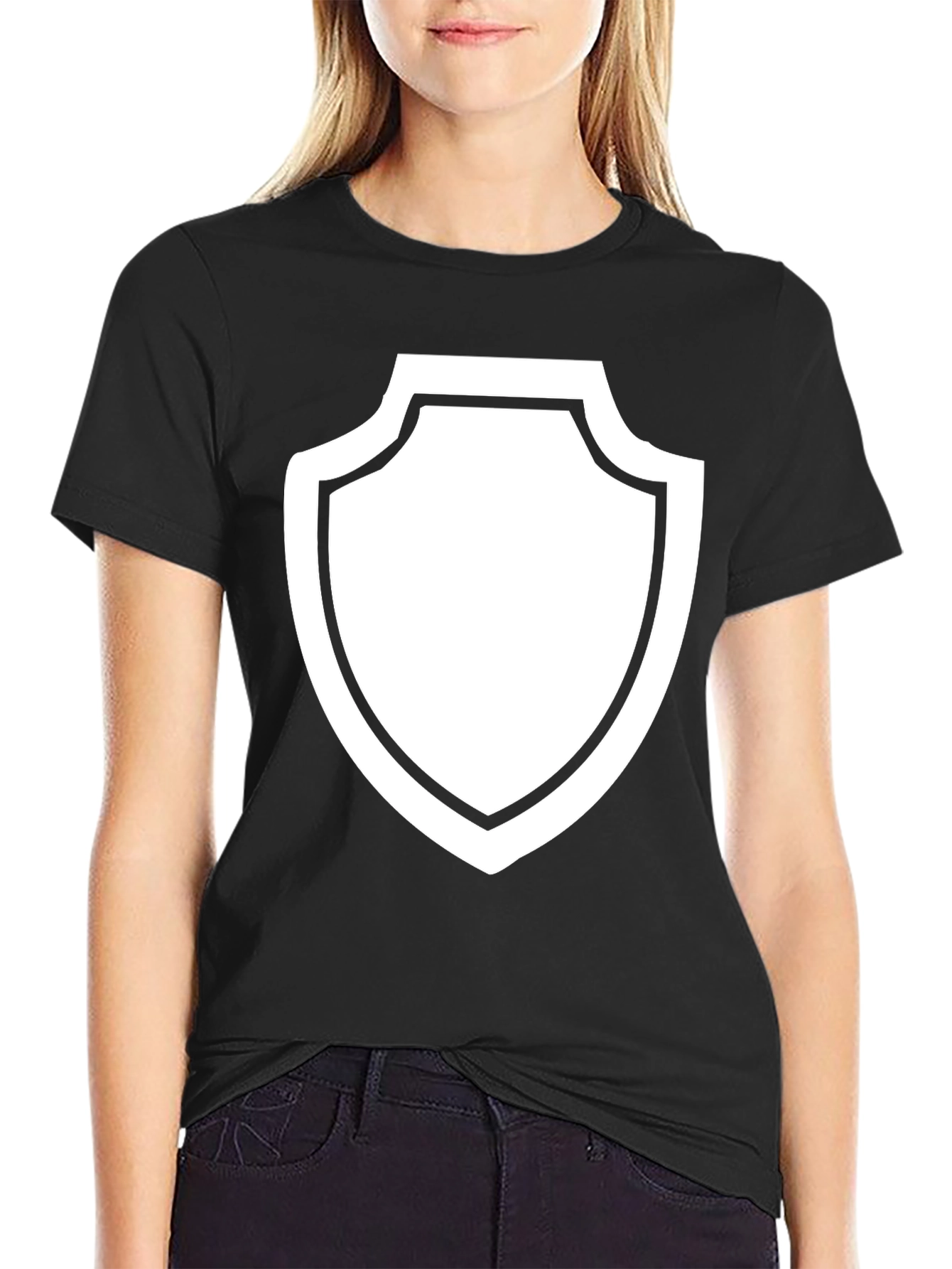 Black T-Shirt with Shield Graphic