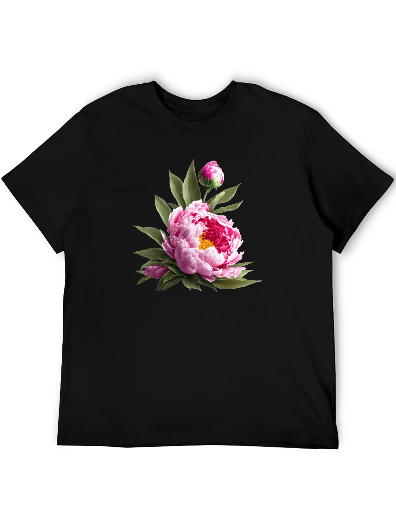 Floral Peony Black T-Shirt