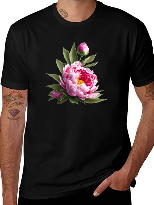 Floral Peony Black T-Shirt