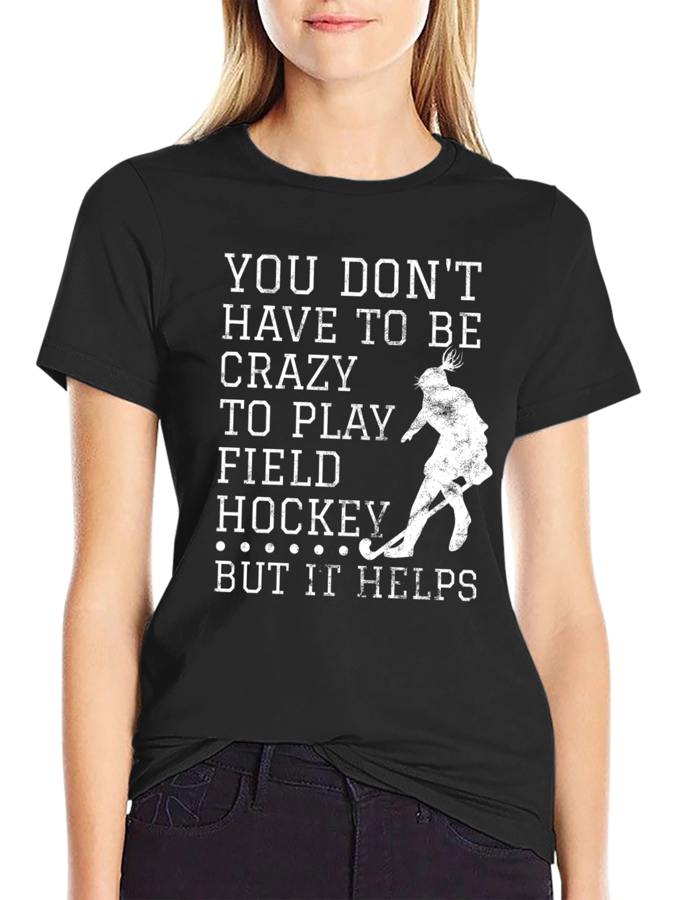 Crazy Field Hockey Black T-Shirt