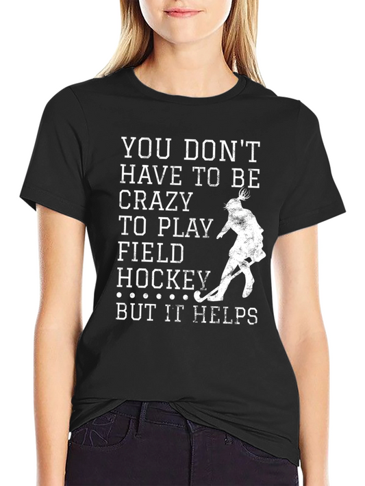 Crazy Field Hockey Black T-Shirt