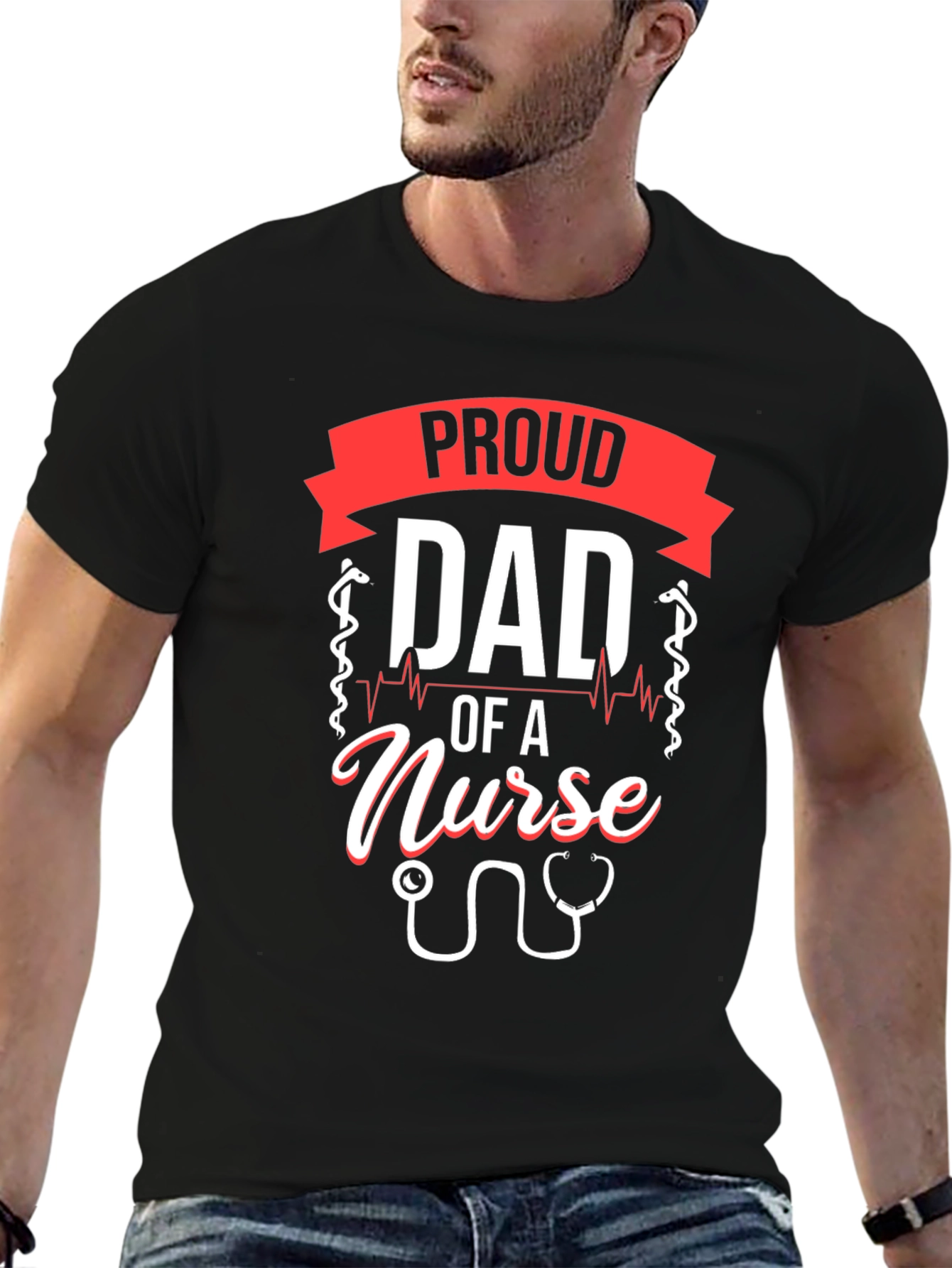 Proud Dad of a Nurse T-Shirt - Black