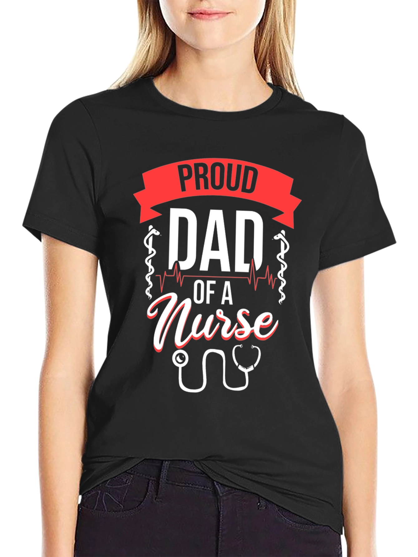 Proud Dad of a Nurse T-Shirt - Black