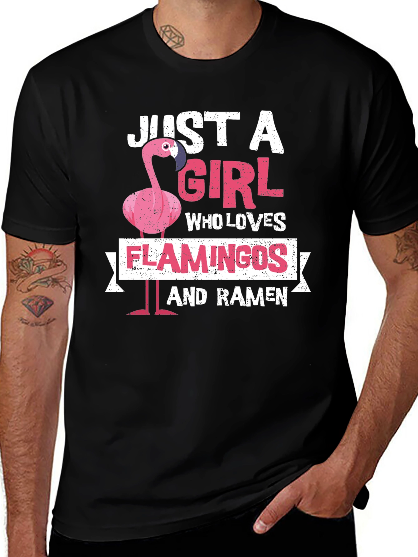 Just A Girl Who Loves Flamingos and Ramen T-Shirt