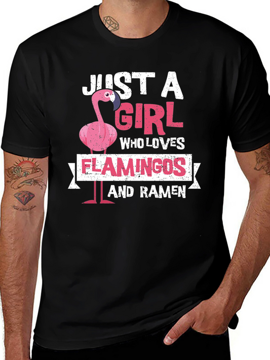 Just A Girl Who Loves Flamingos and Ramen T-Shirt